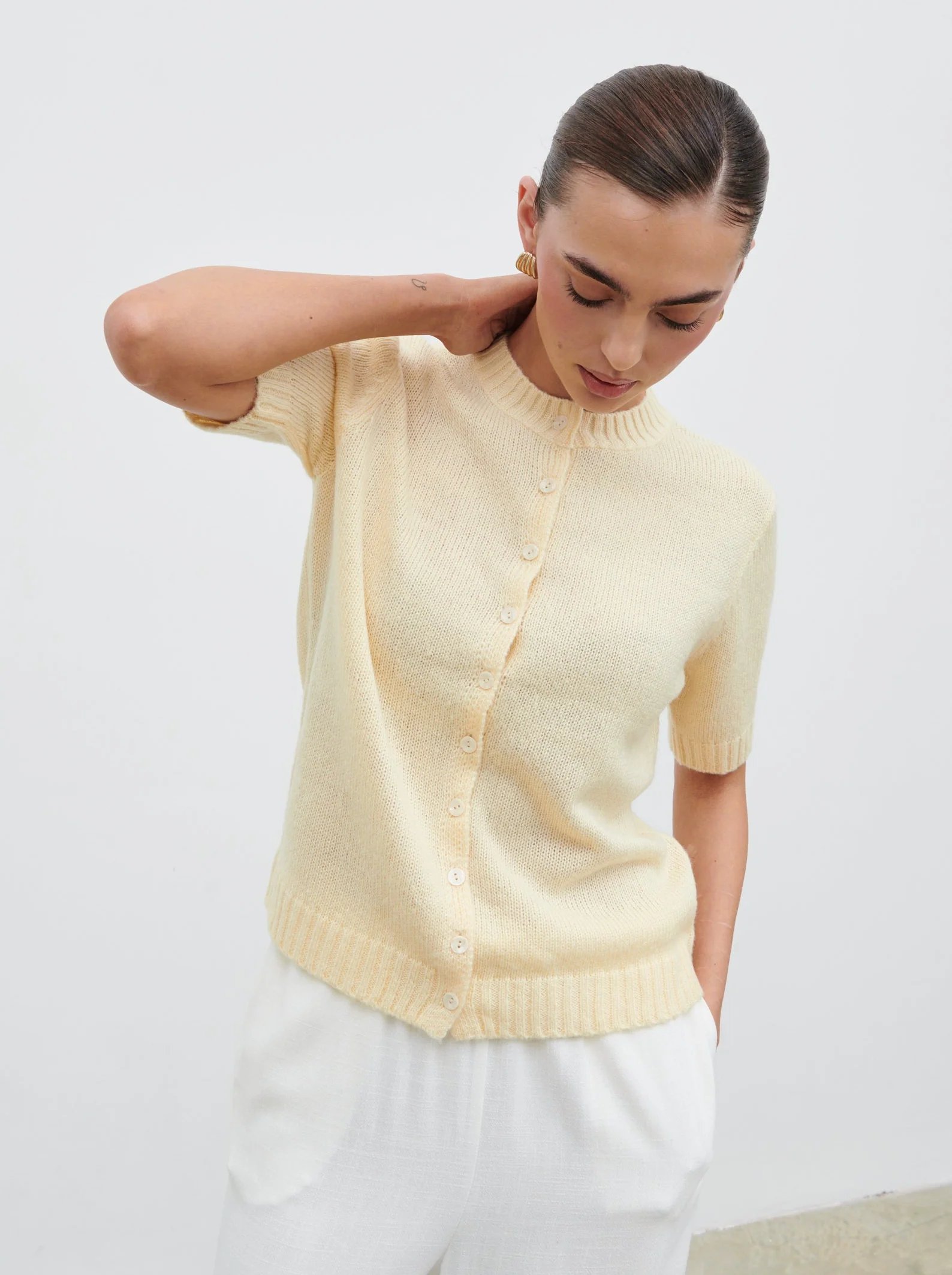 Shilou Button Up Knit Top - Butter Lemon - Image 5
