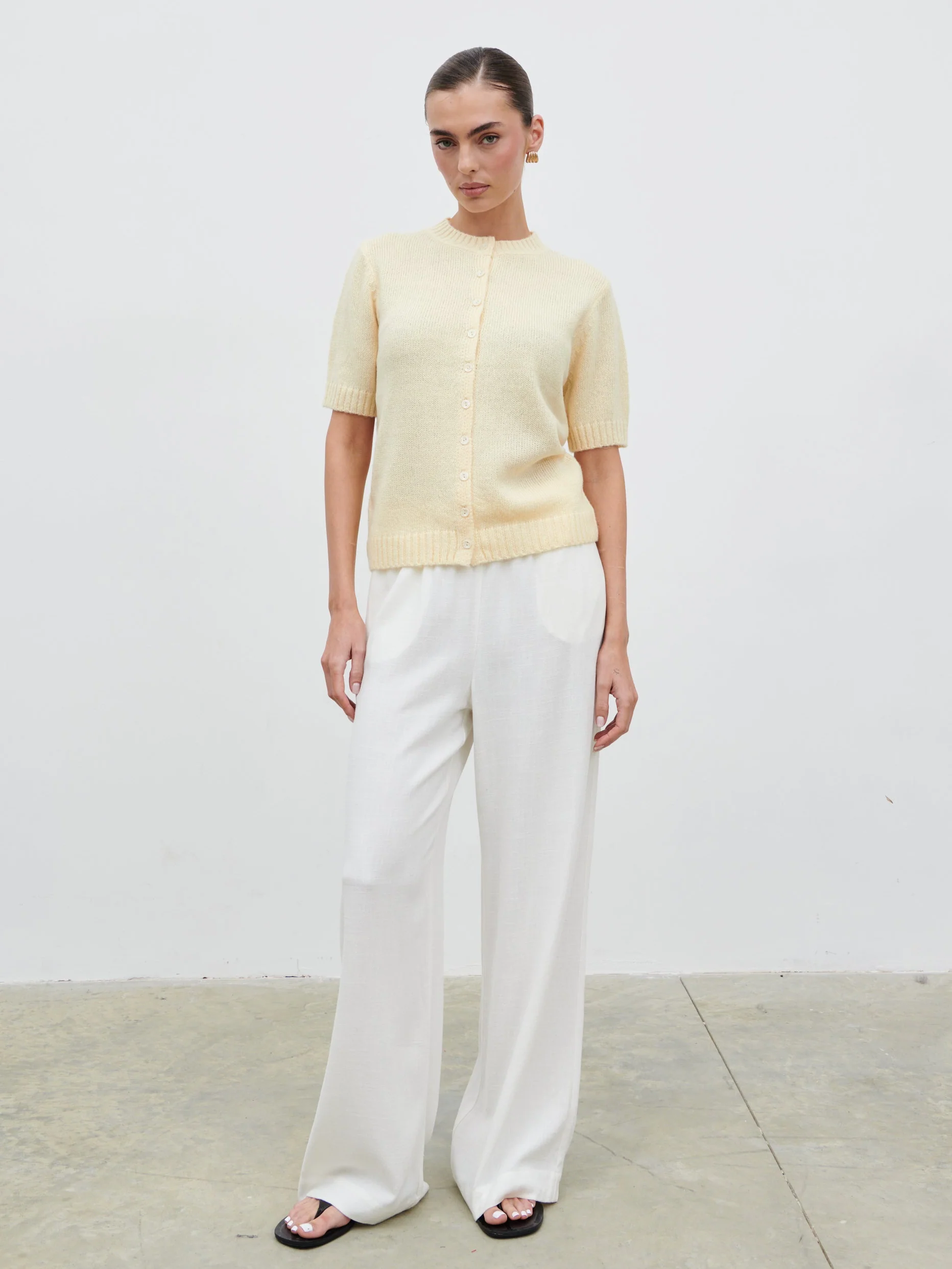 Shilou Button Up Knit Top - Butter Lemon - Image 9