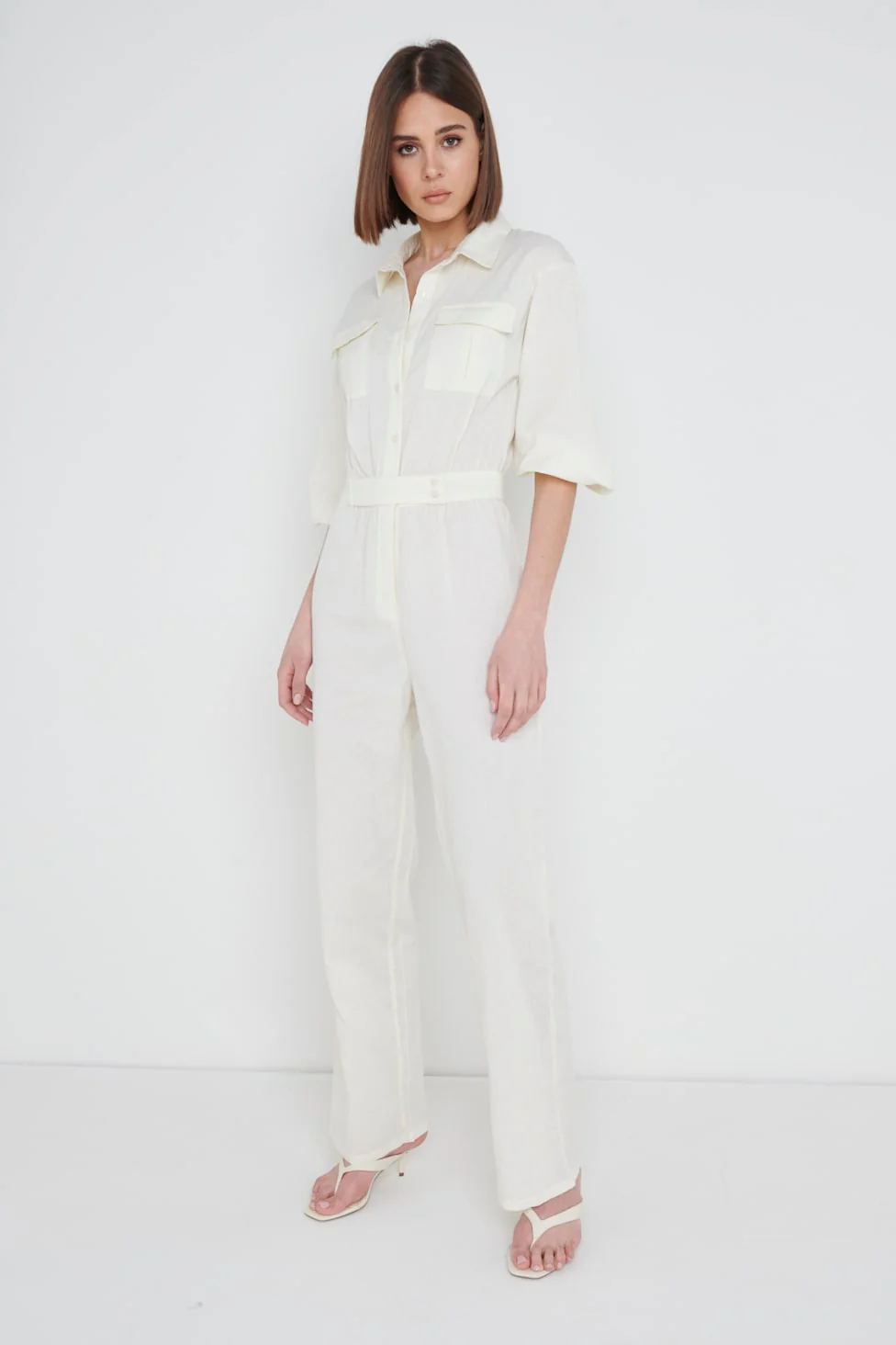 Shona Collared Jumpsuit - Stone - Image 5