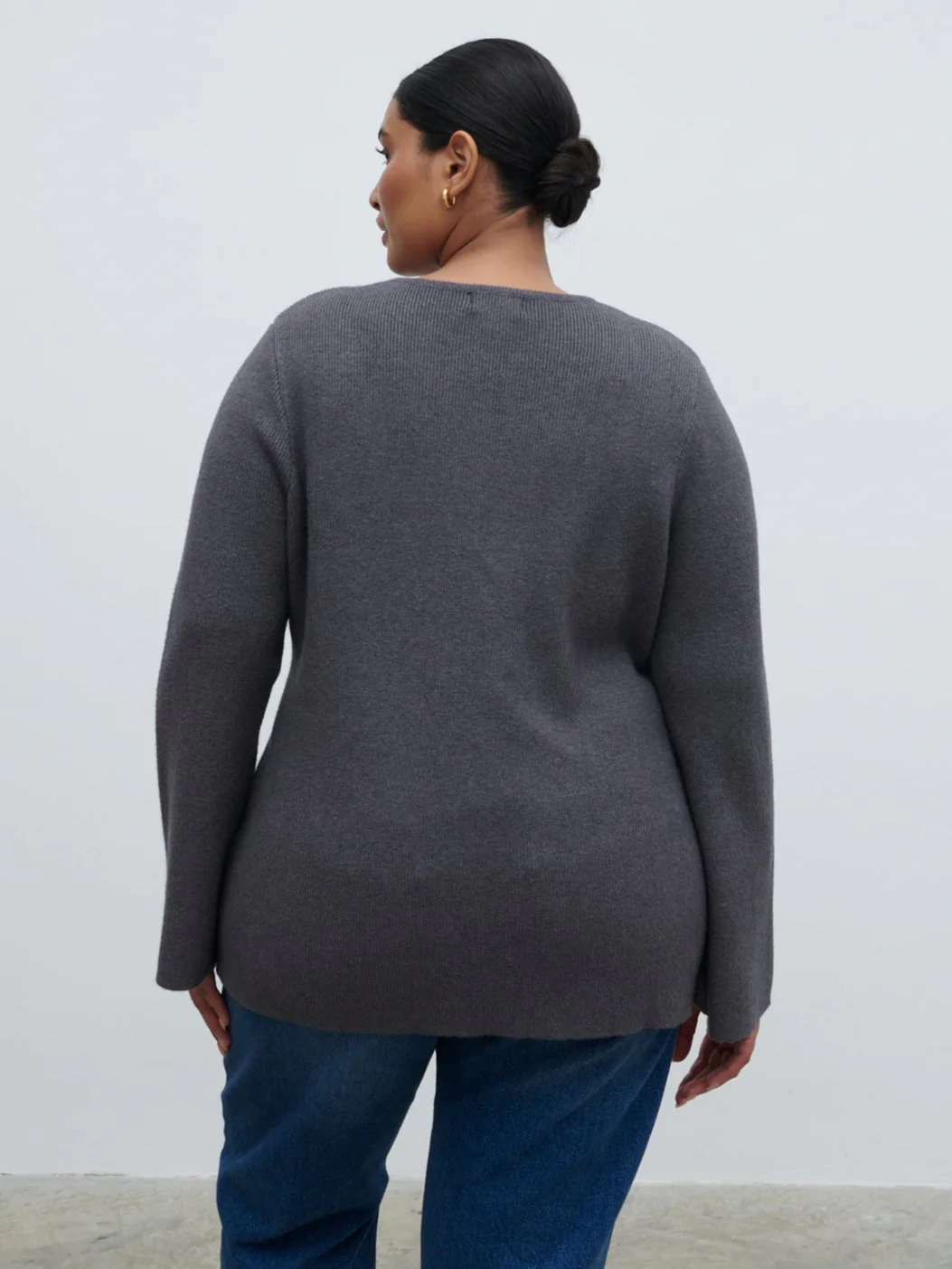 Shyla Fitted Knit Cardigan Curve - Charcoal - Image 5