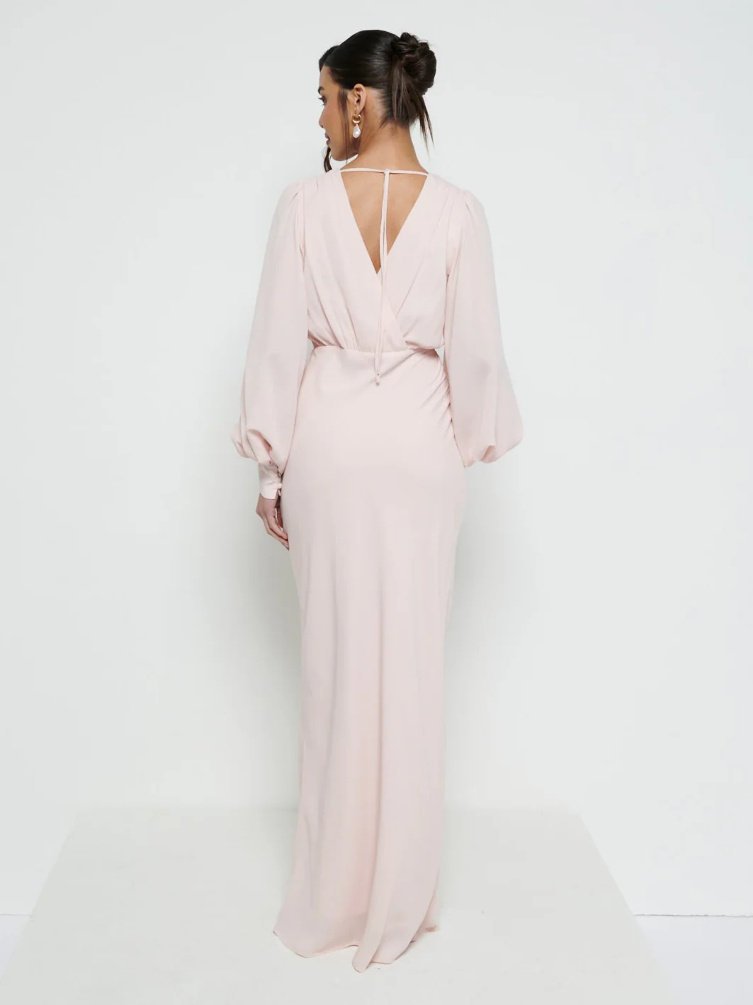 Sienna Long Sleeve Chiffon Bridesmaid Dress - Blush - Image 3