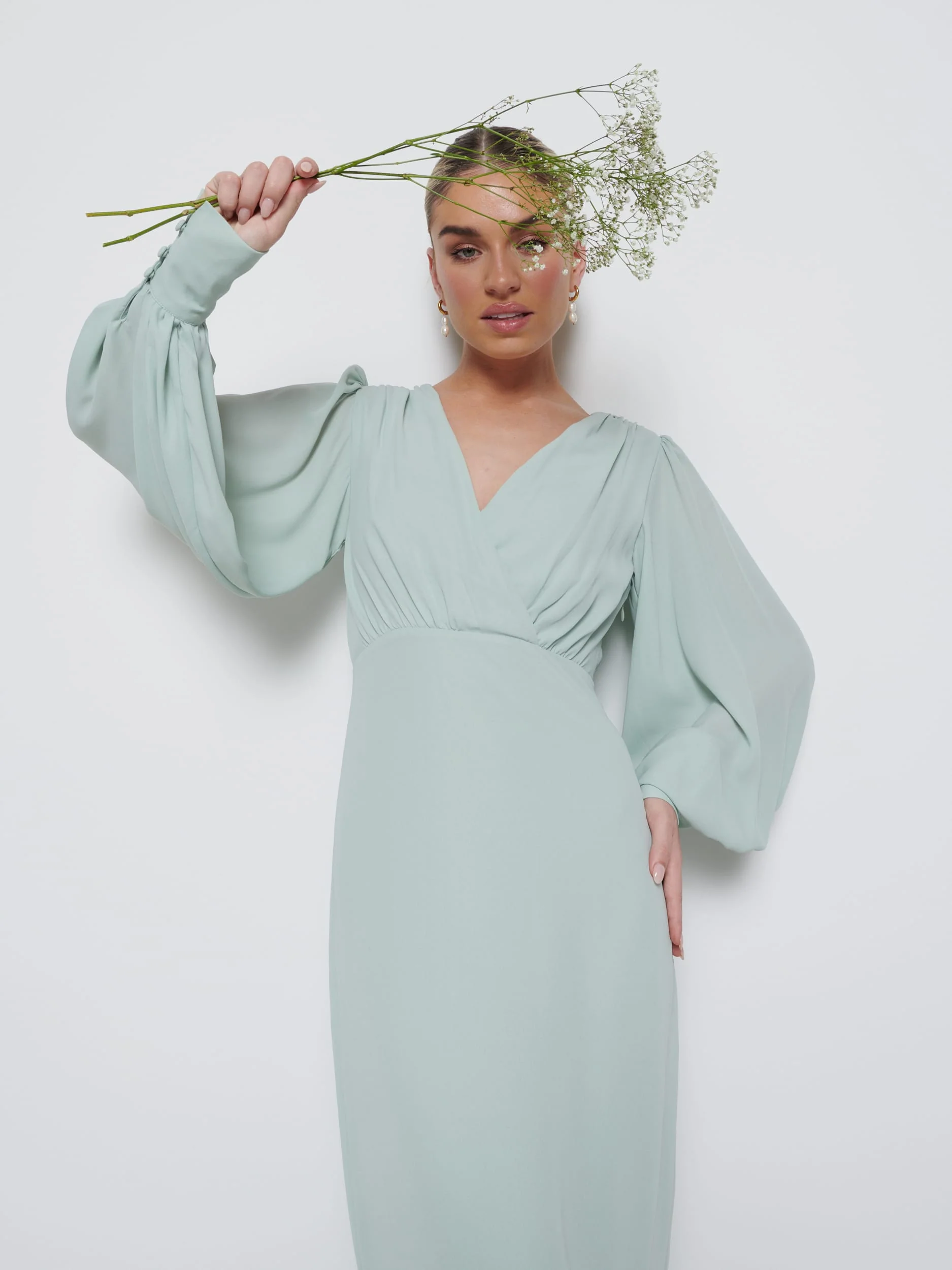 Sienna Chiffon Bridesmaid Dress - Sage - Image 2