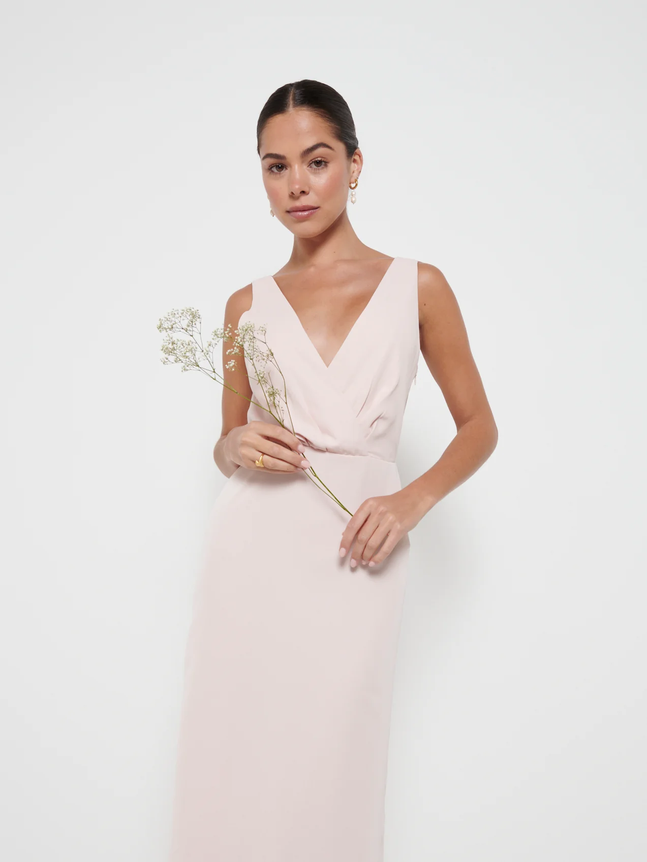 Silva Wrap Maxi Bridesmaid Dress - Blush - Image 2
