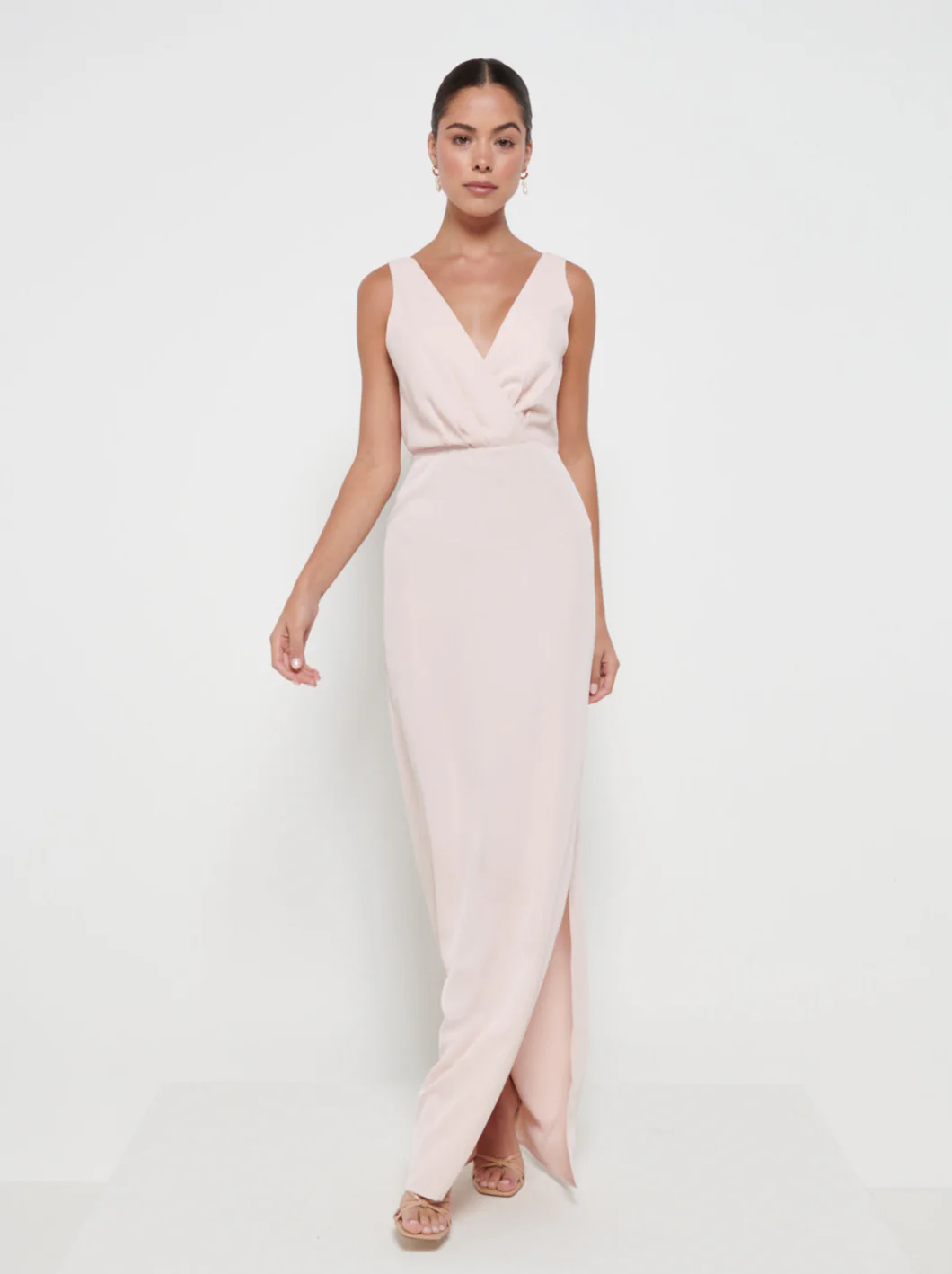 Silva Wrap Maxi Bridesmaid Dress - Blush - Image 3