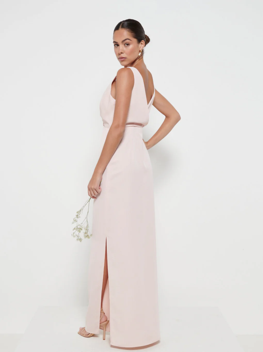 Silva Wrap Maxi Bridesmaid Dress - Blush - Image 4