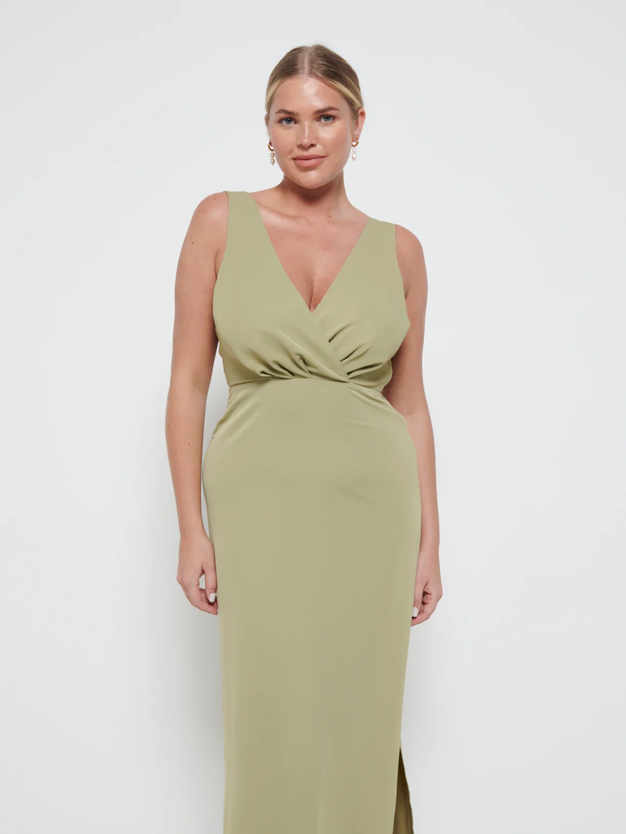 Silva Wrap Maxi Bridesmaid Dress - Olive - Image 2
