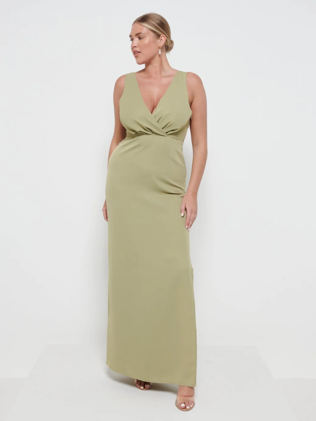 Silva Wrap Maxi Bridesmaid Dress - Olive - Image 4