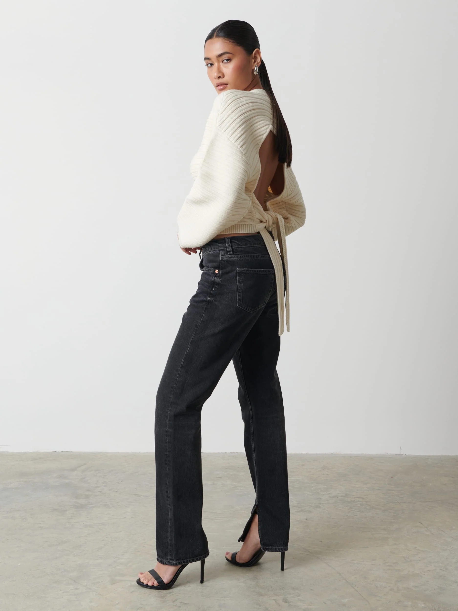 Simone Tie Back Jumper - Cream - Image 6