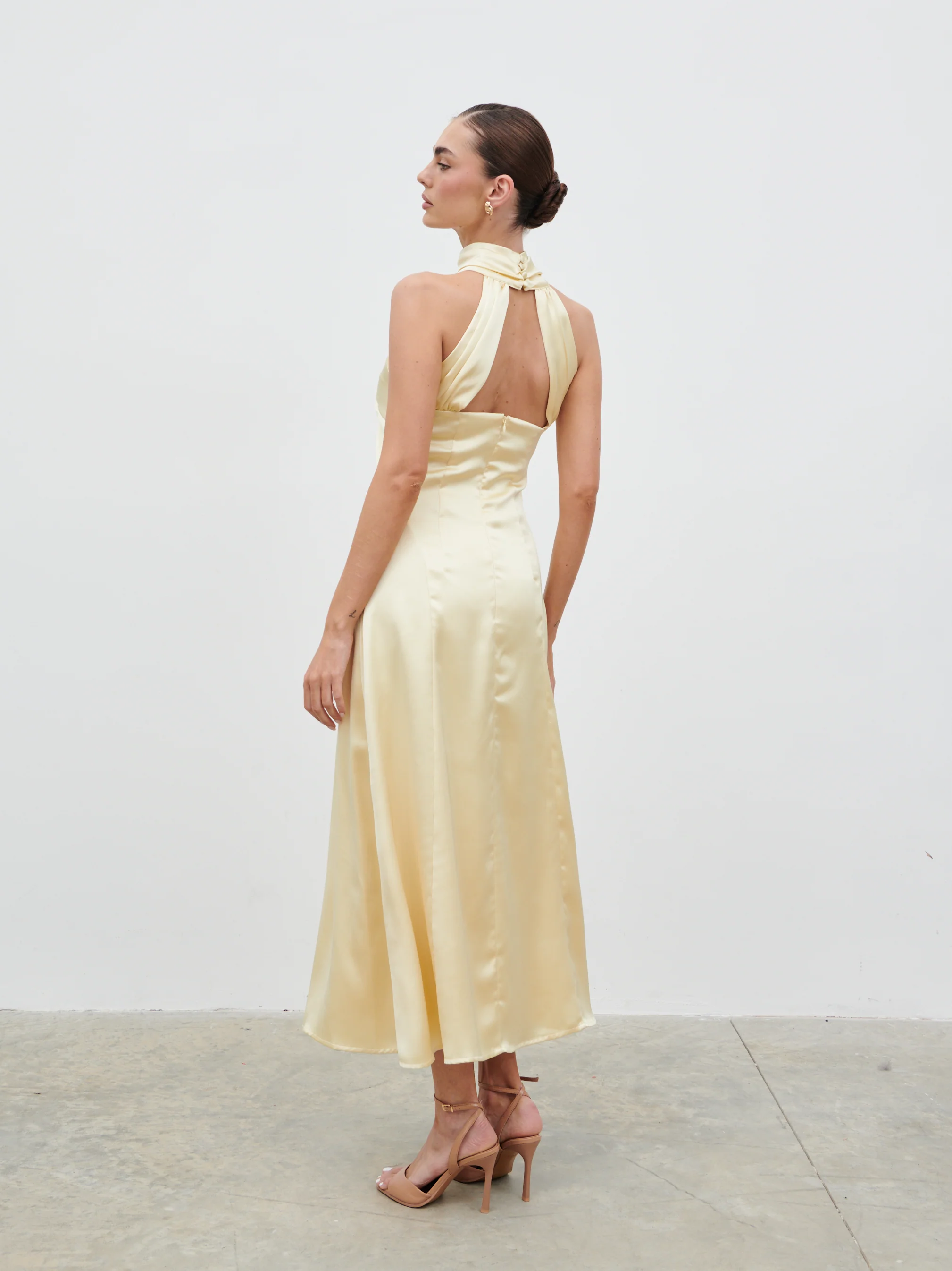 Skylar Halterneck Midaxi Dress - Lemon - Image 5