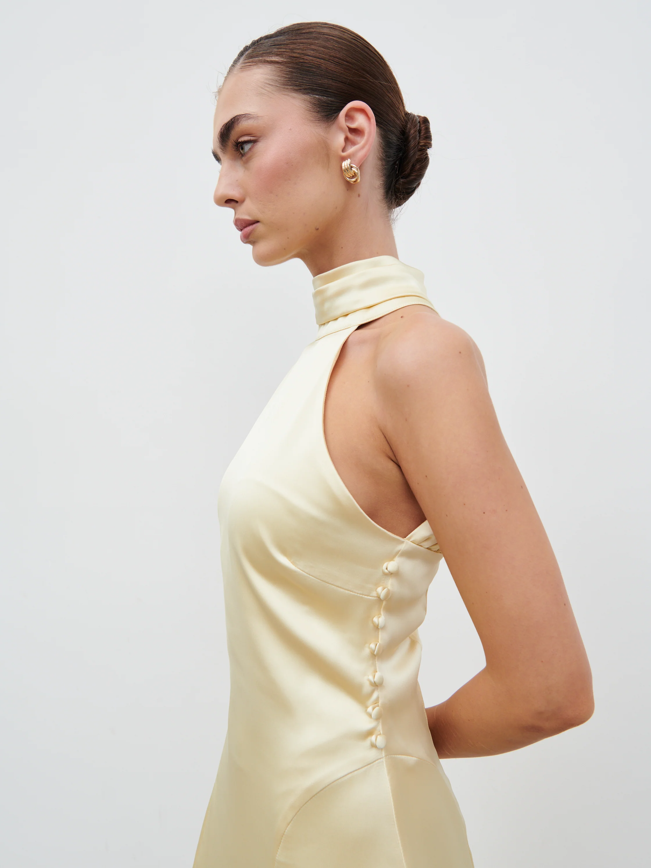 Skylar Halterneck Midaxi Dress - Lemon - Image 6