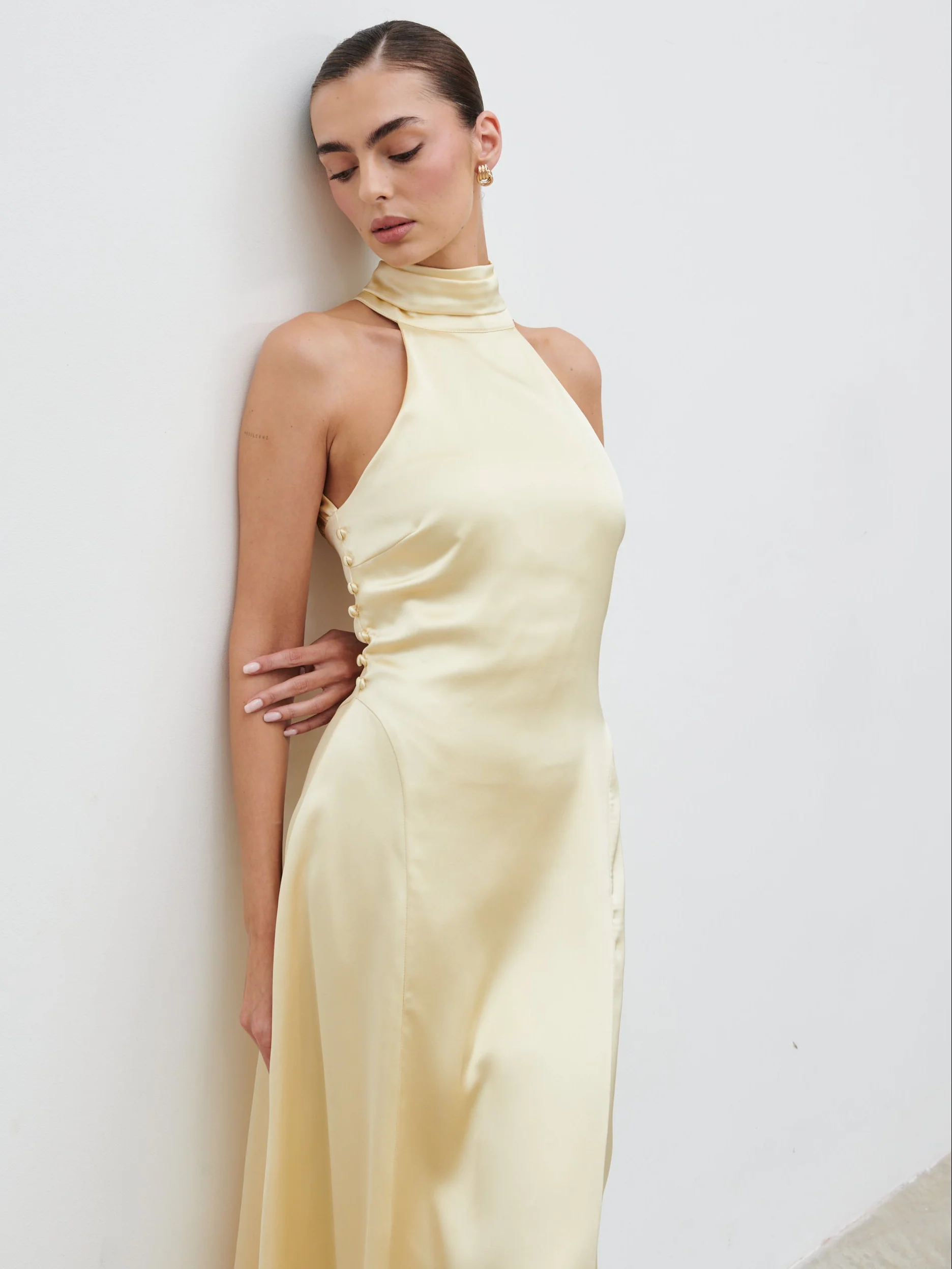 Skylar Halterneck Midaxi Dress - Lemon - Image 7