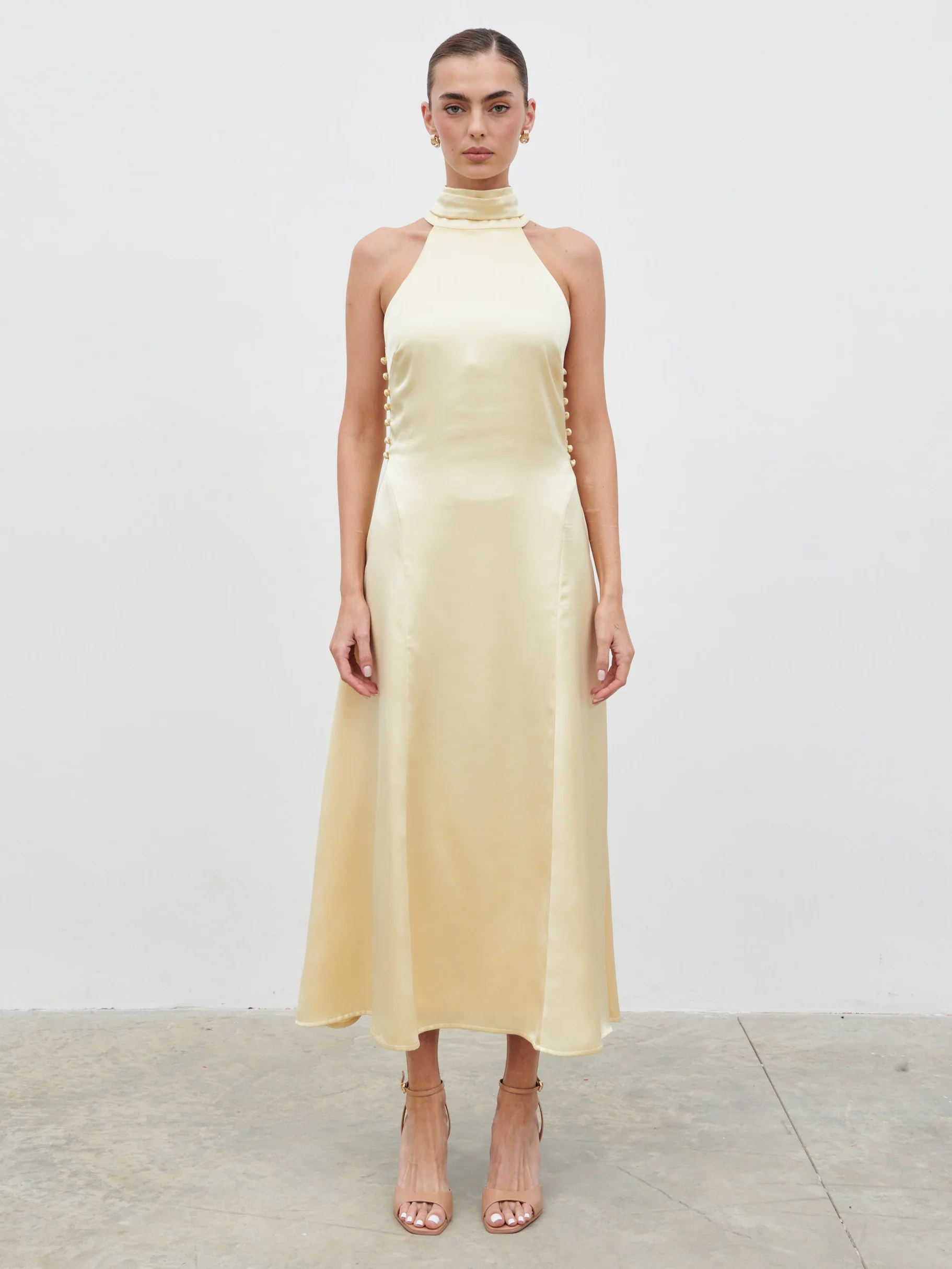 Skylar Halterneck Midaxi Dress - Lemon - Image 8