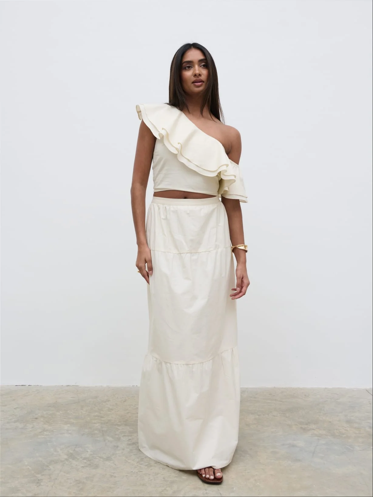 Sol Ruffle Cropped Top - Natural - Image 3
