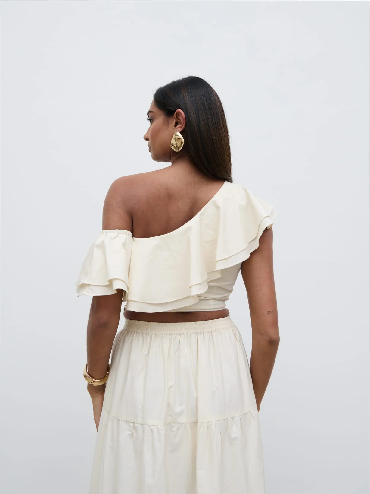 Sol Ruffle Cropped Top - Natural - Image 5