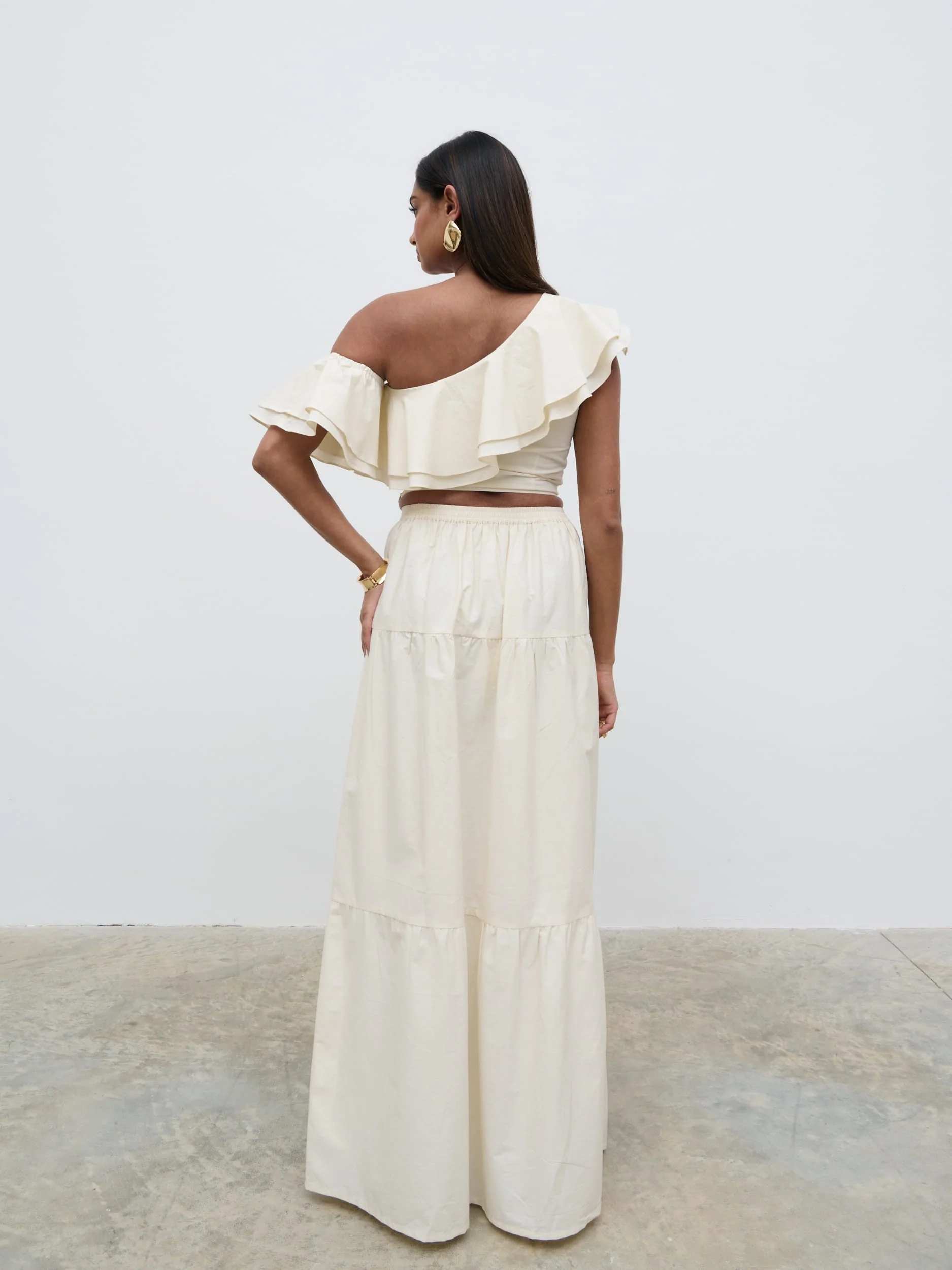 Sol Ruffle Cropped Top - Natural - Image 6
