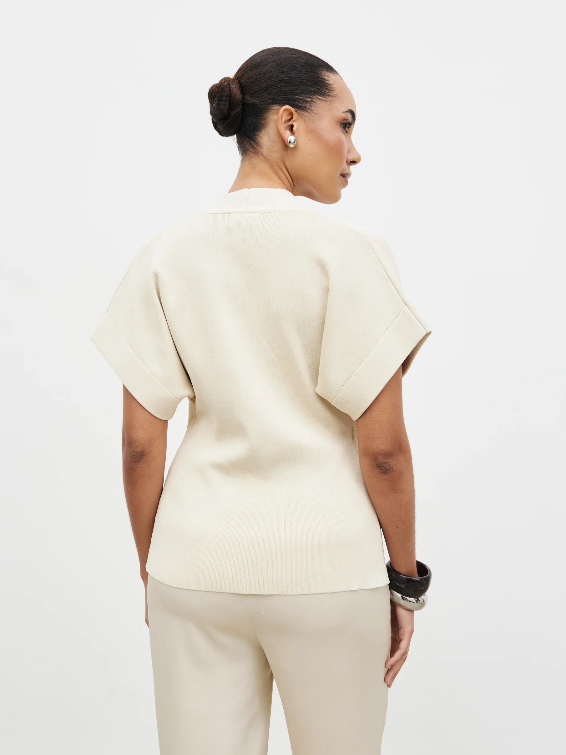 Solana Open Sleeve Trim Detail Knit Jacket - Cream - Image 7