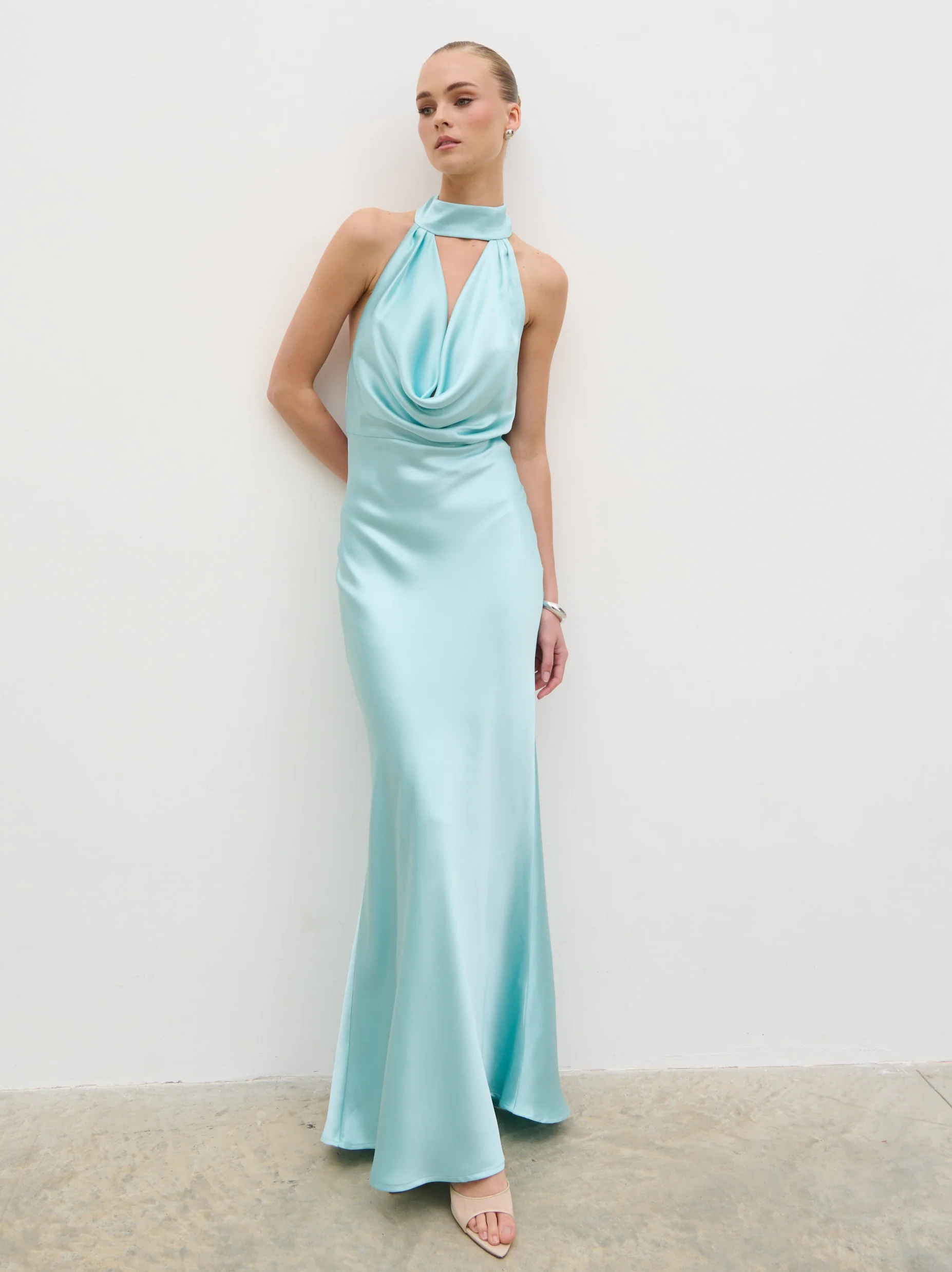 Solene Cowl Neck Maxi Dress - Seaspray - Image 3