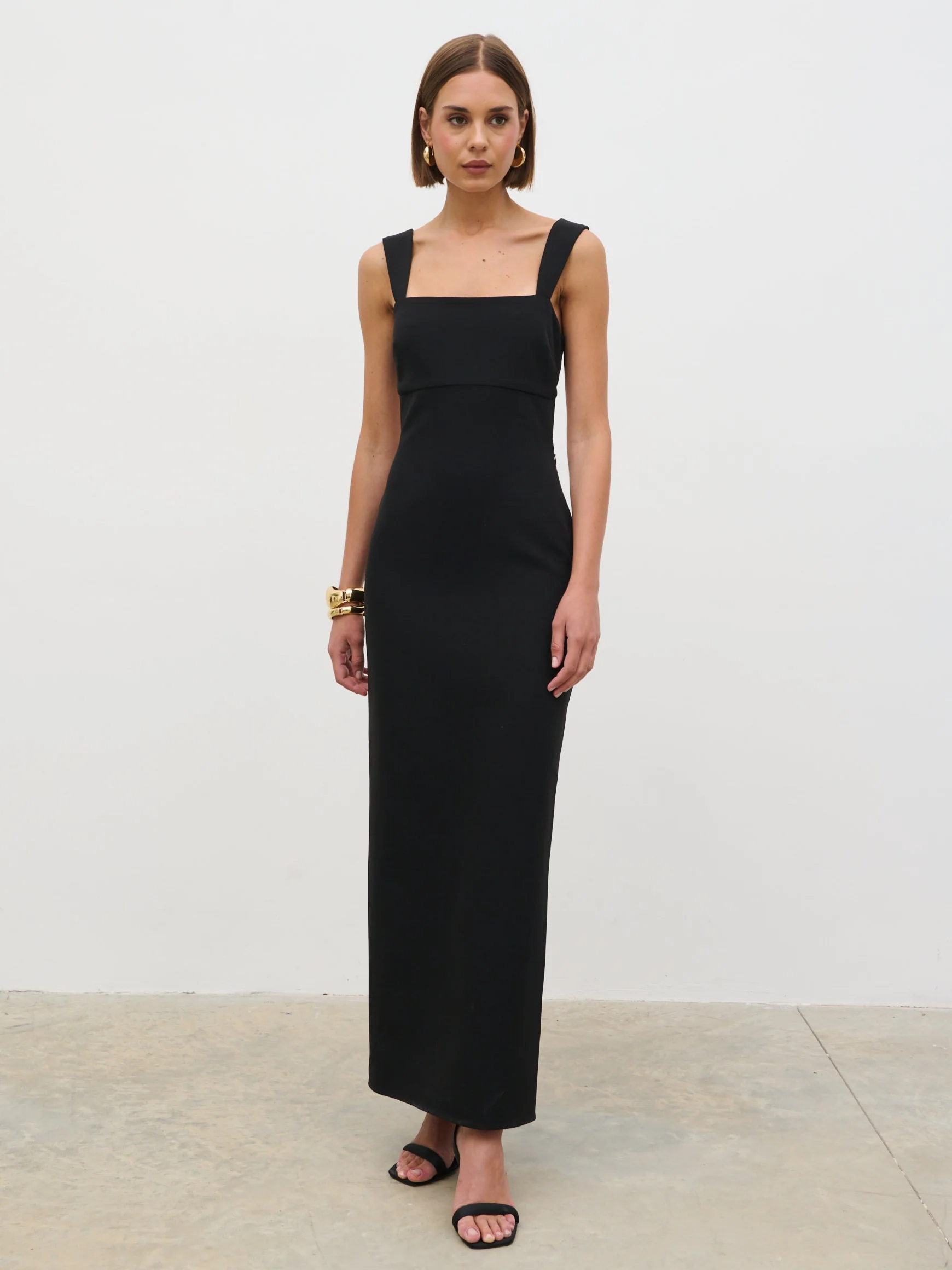 Sorel Square Neck Crepe Maxi Dress - Black - Image 3