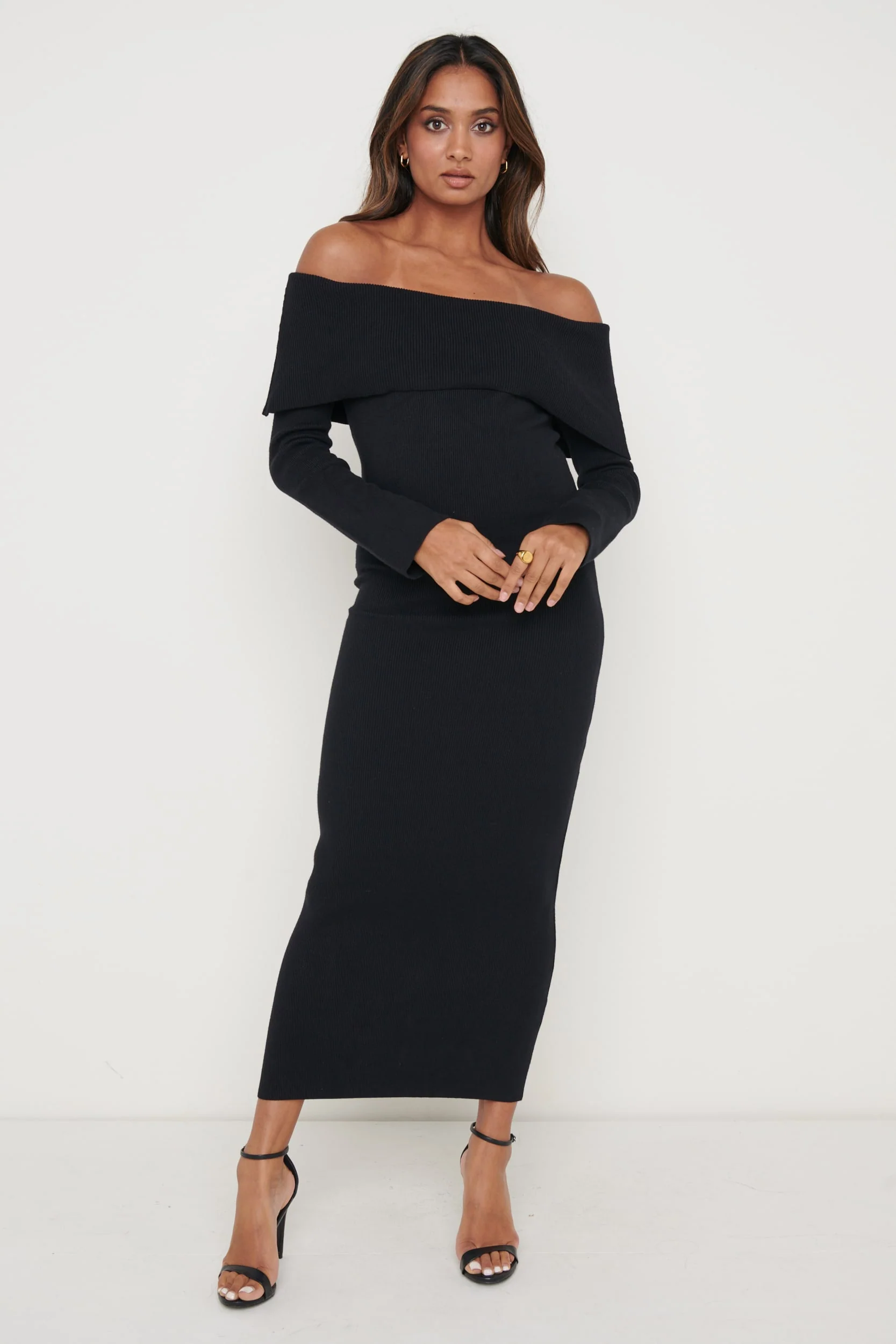 Soreya Bardot Knit Dress - Black - Image 4