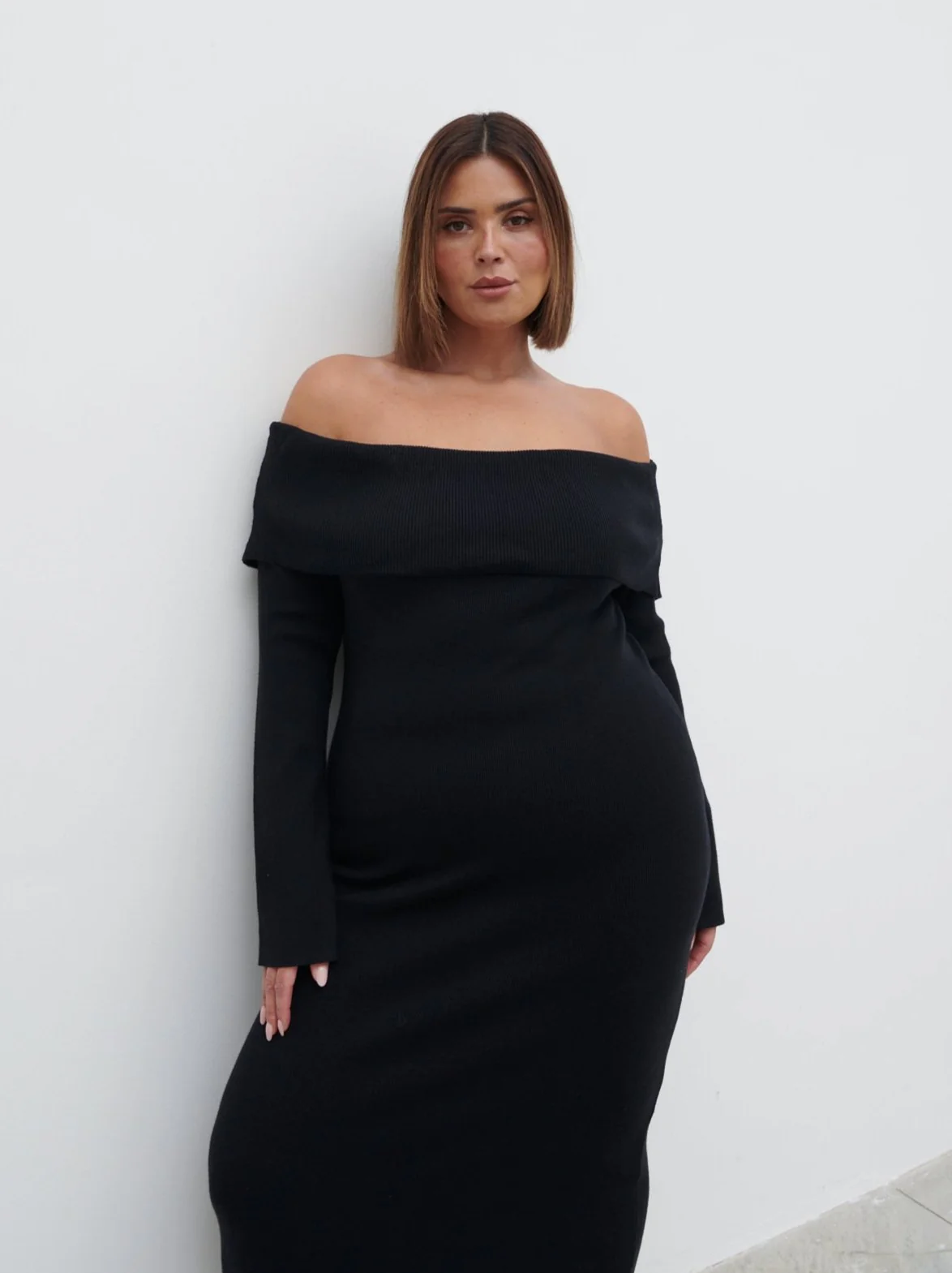 Soreya Bardot Knit Dress - Black - Image 7