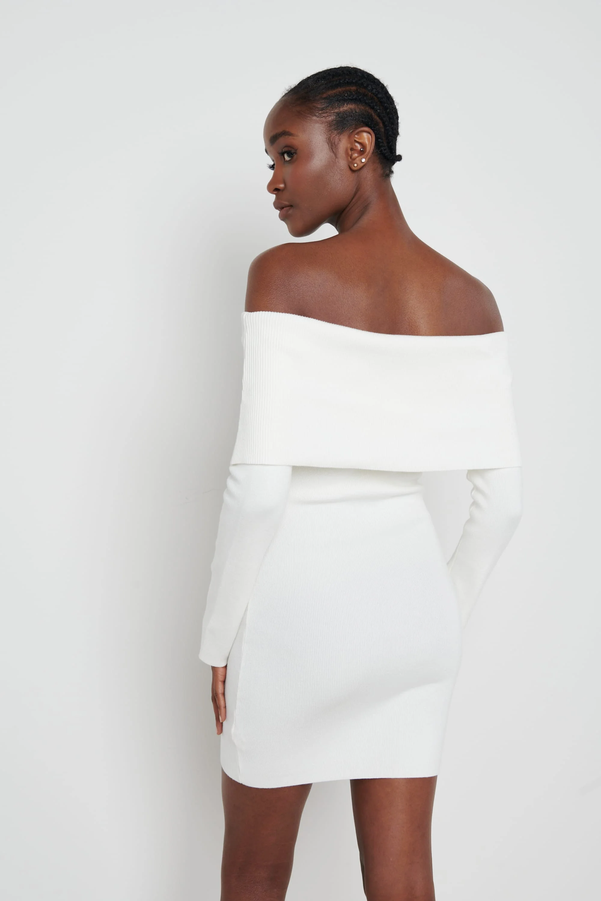 Soreya Mini Bardot Knit Dress - Cream - Image 5