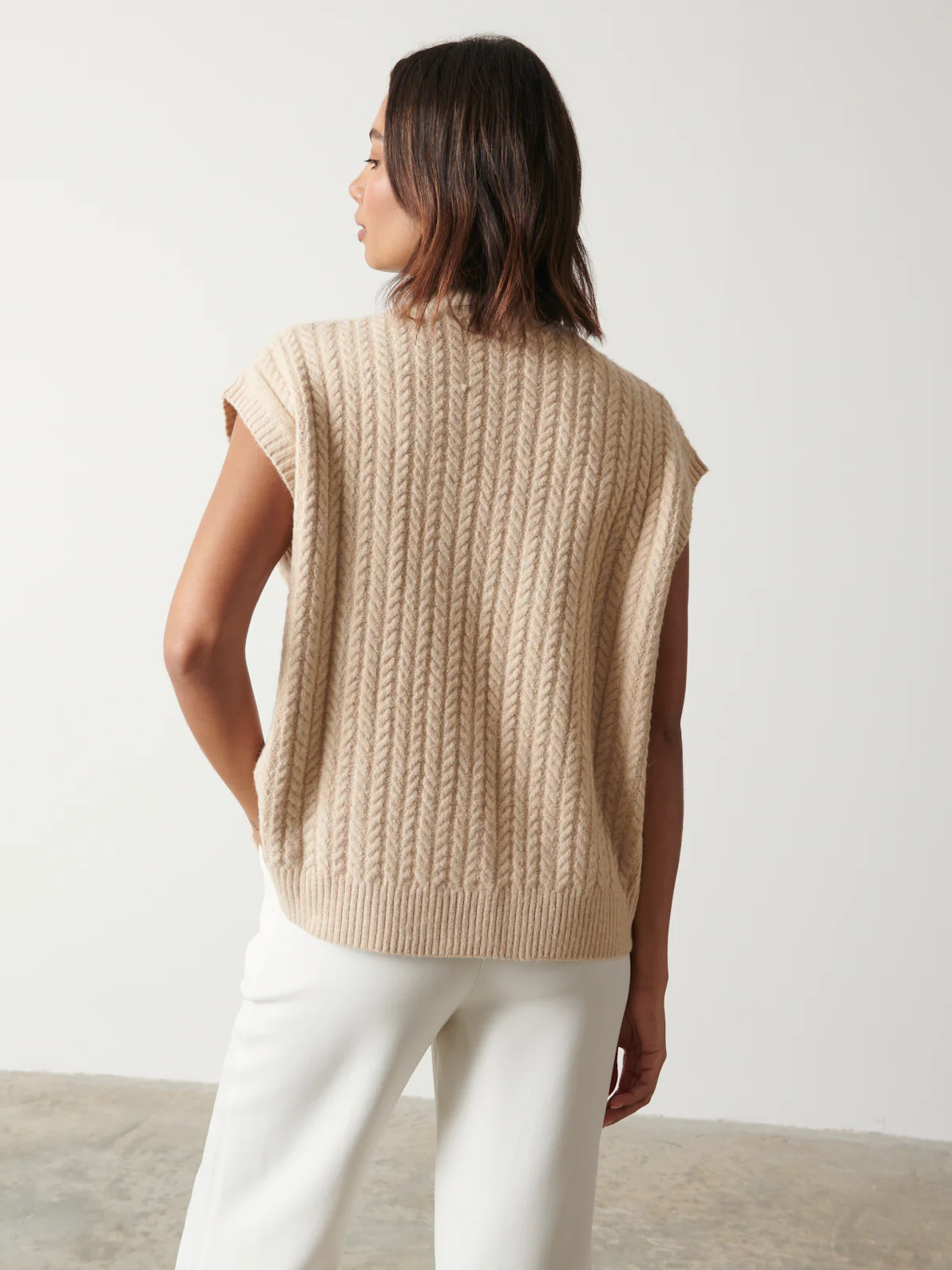Stevie Boxy Sleeveless Jumper - Oatmeal - Image 4