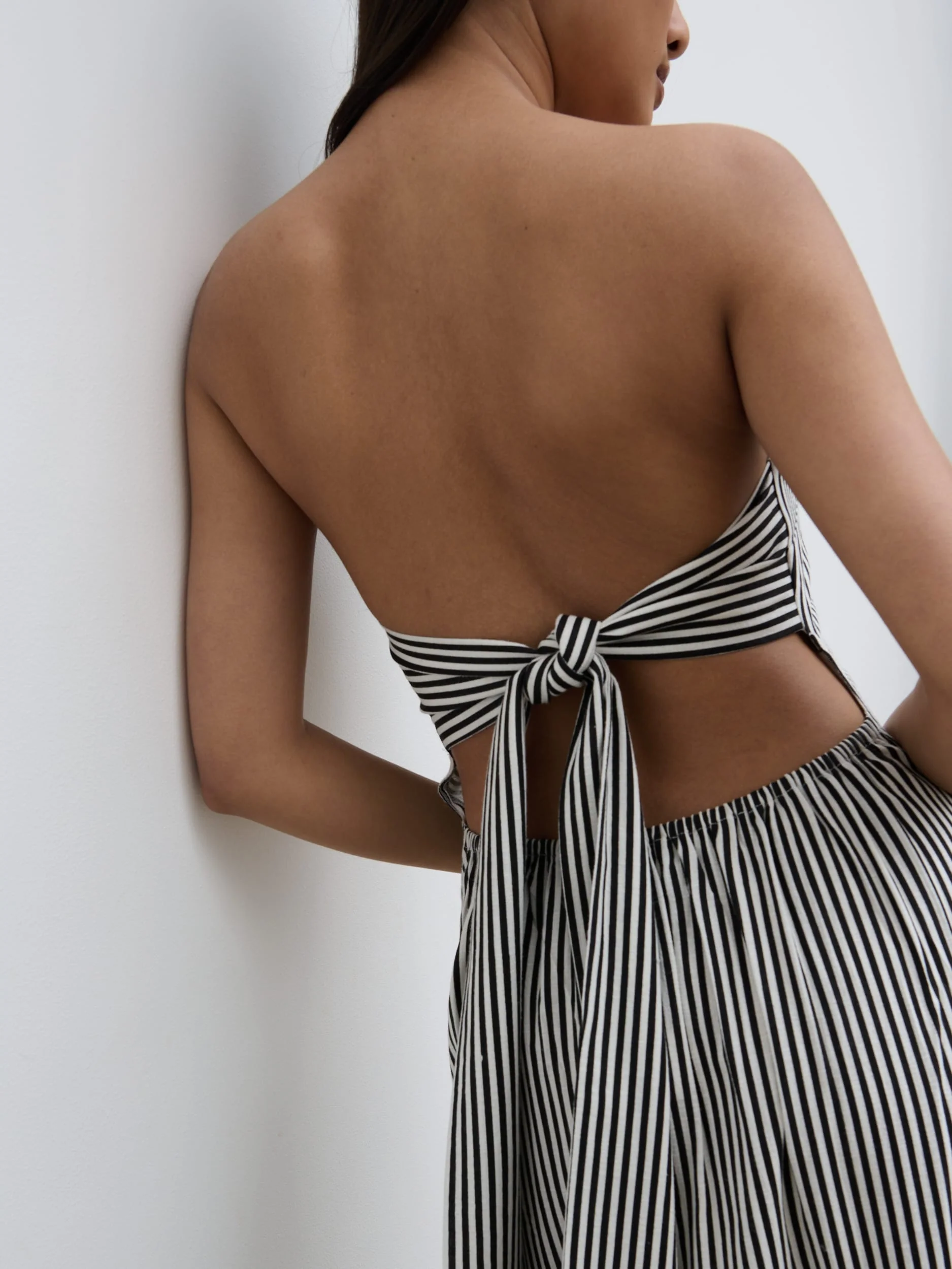 Sunny Striped Bandeau Dress - Stone and Black - Image 2