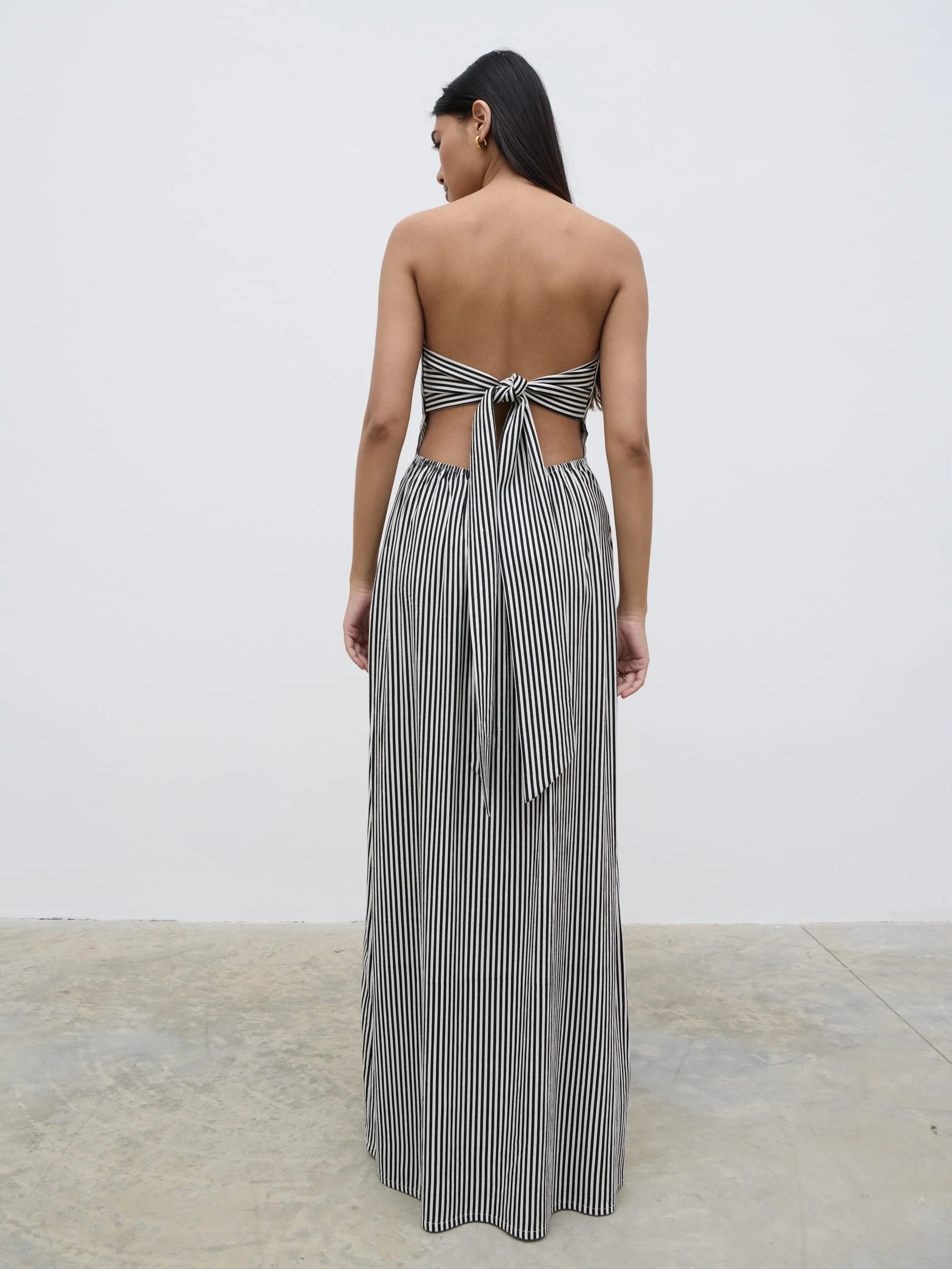 Sunny Striped Bandeau Dress - Stone and Black - Image 4