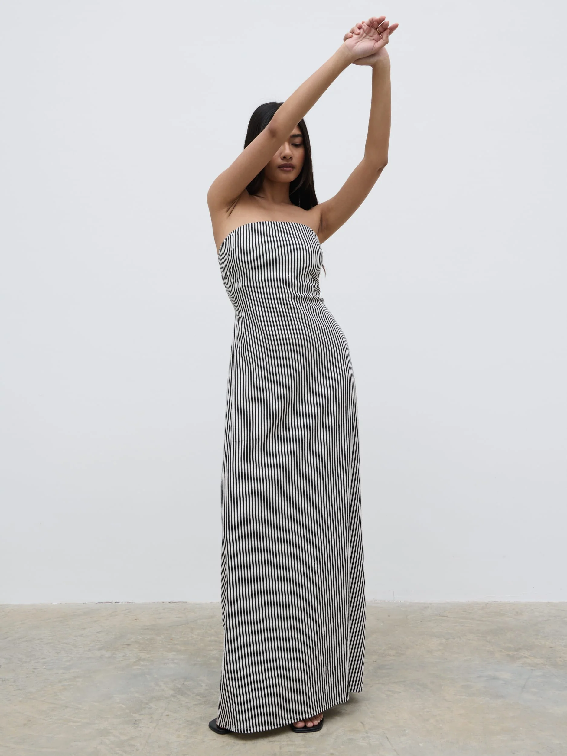 Sunny Striped Bandeau Dress - Stone and Black - Image 5