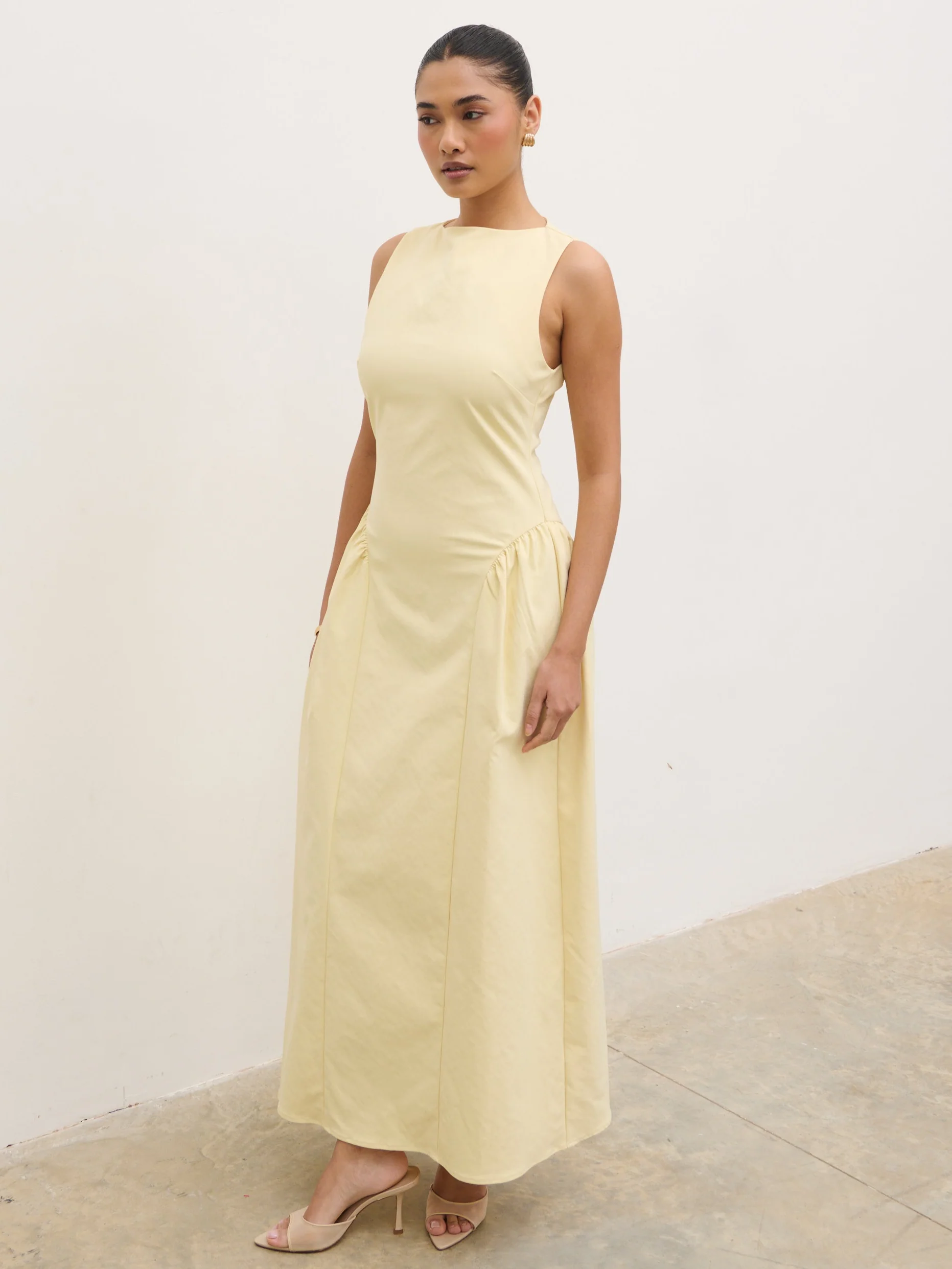 Sylvie Slash Neck Midaxi Dress - Lemon - Image 2
