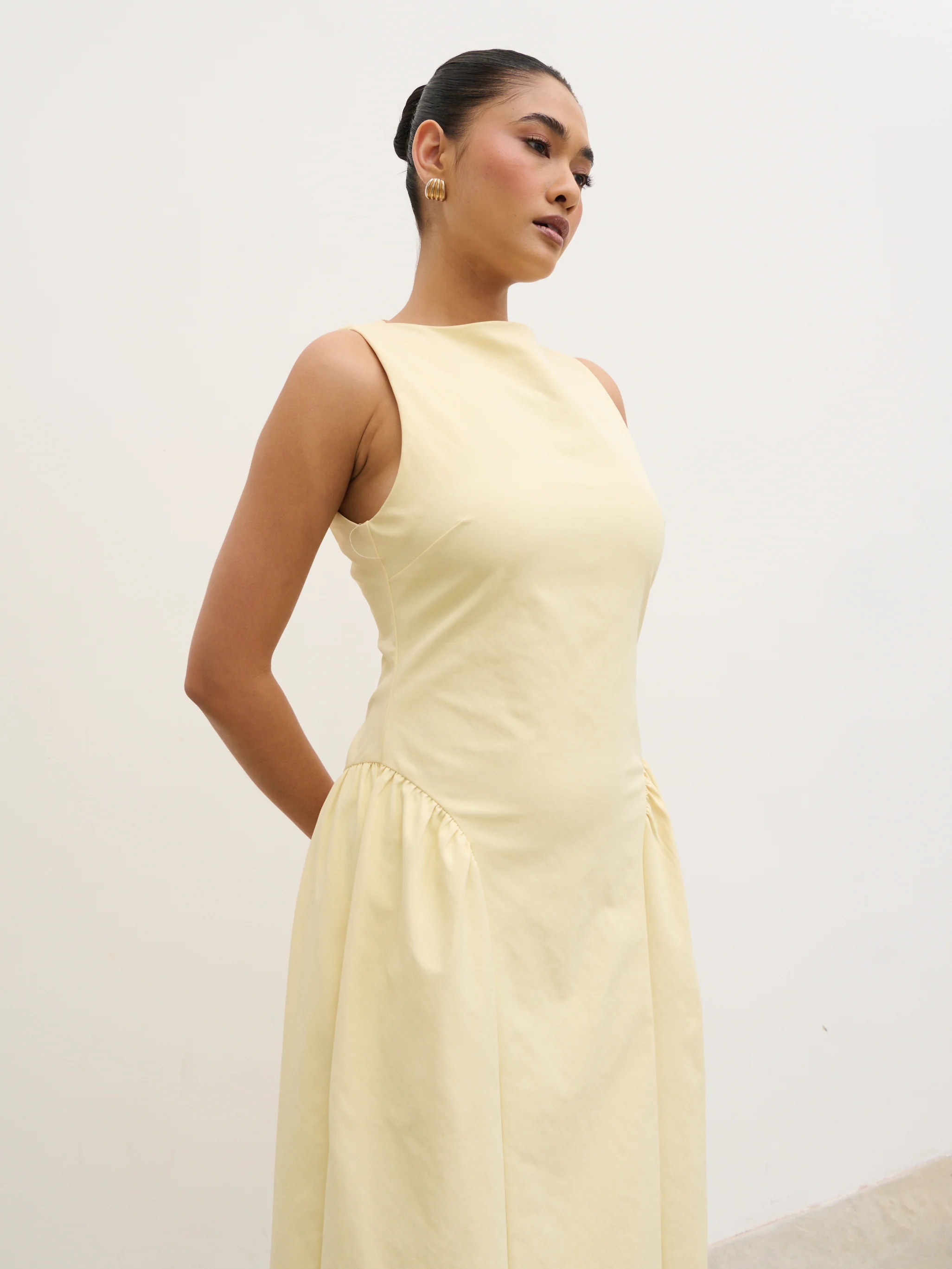Sylvie Slash Neck Midaxi Dress - Lemon - Image 3