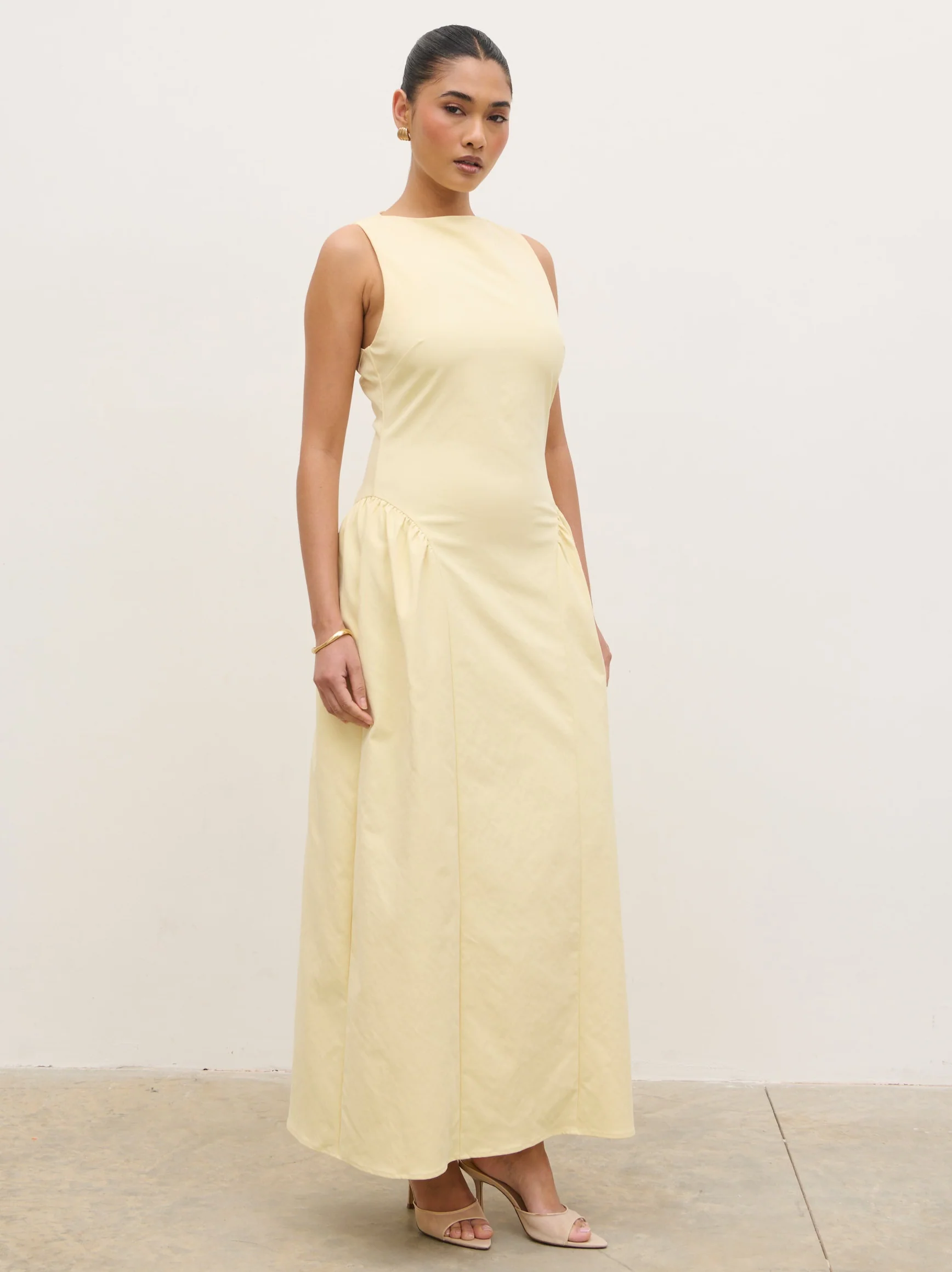 Sylvie Slash Neck Midaxi Dress - Lemon - Image 4