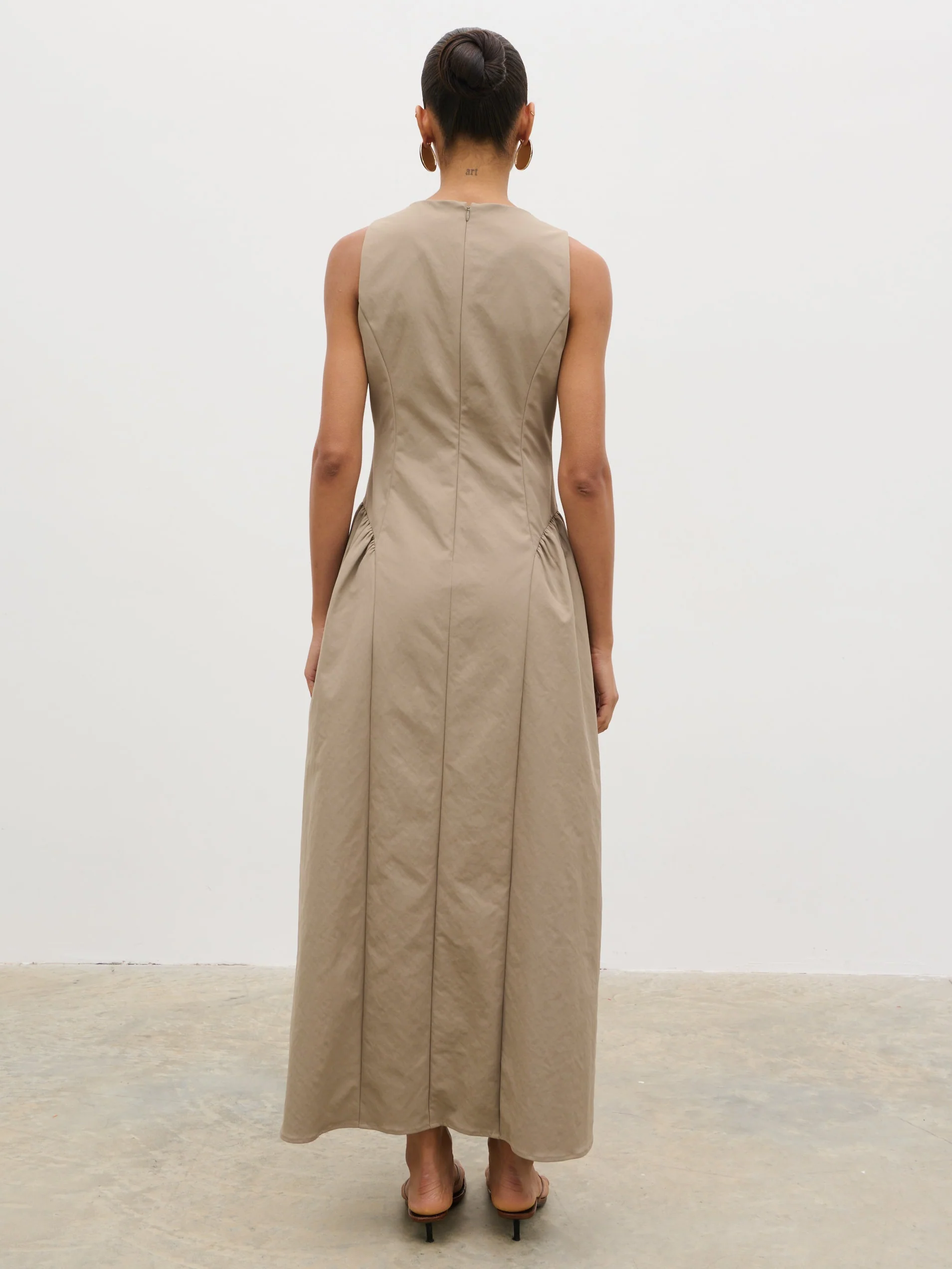 Sylvie Slash Neck Midaxi Dress - Taupe - Image 5