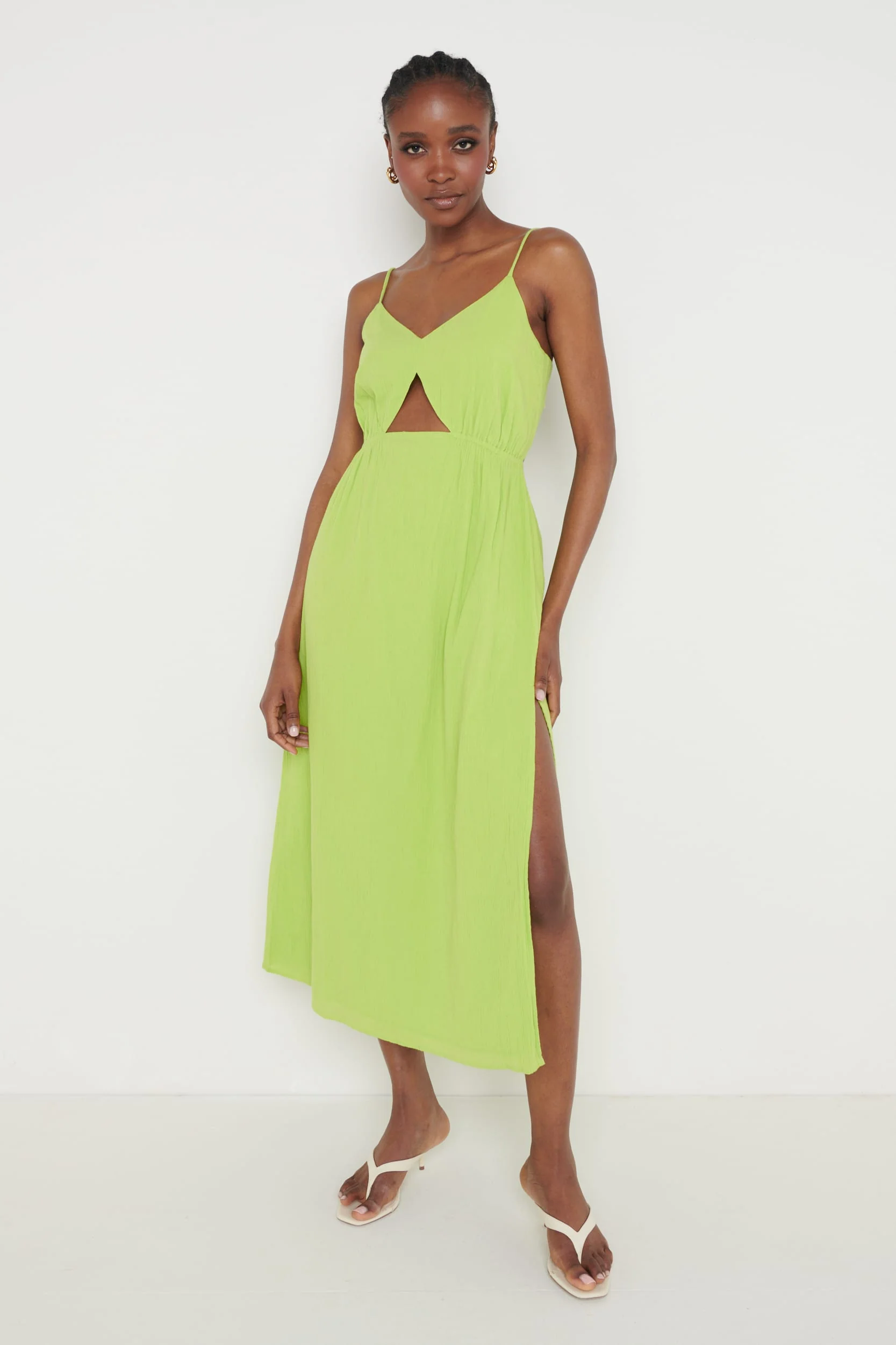 Talia Cut Out Midaxi Dress - Lime - Image 3