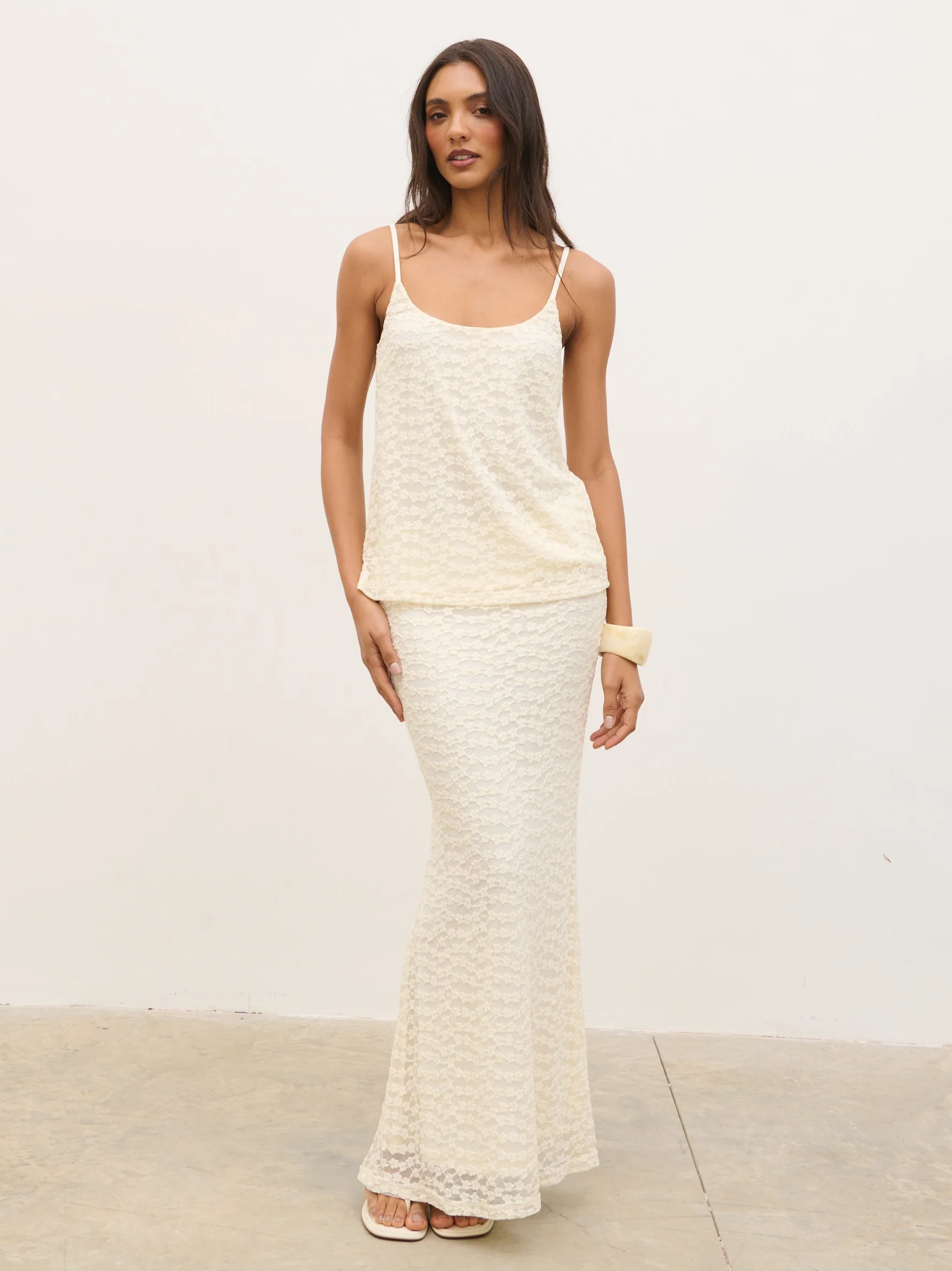 Talia Floral Maxi Skirt - Cream - Image 2