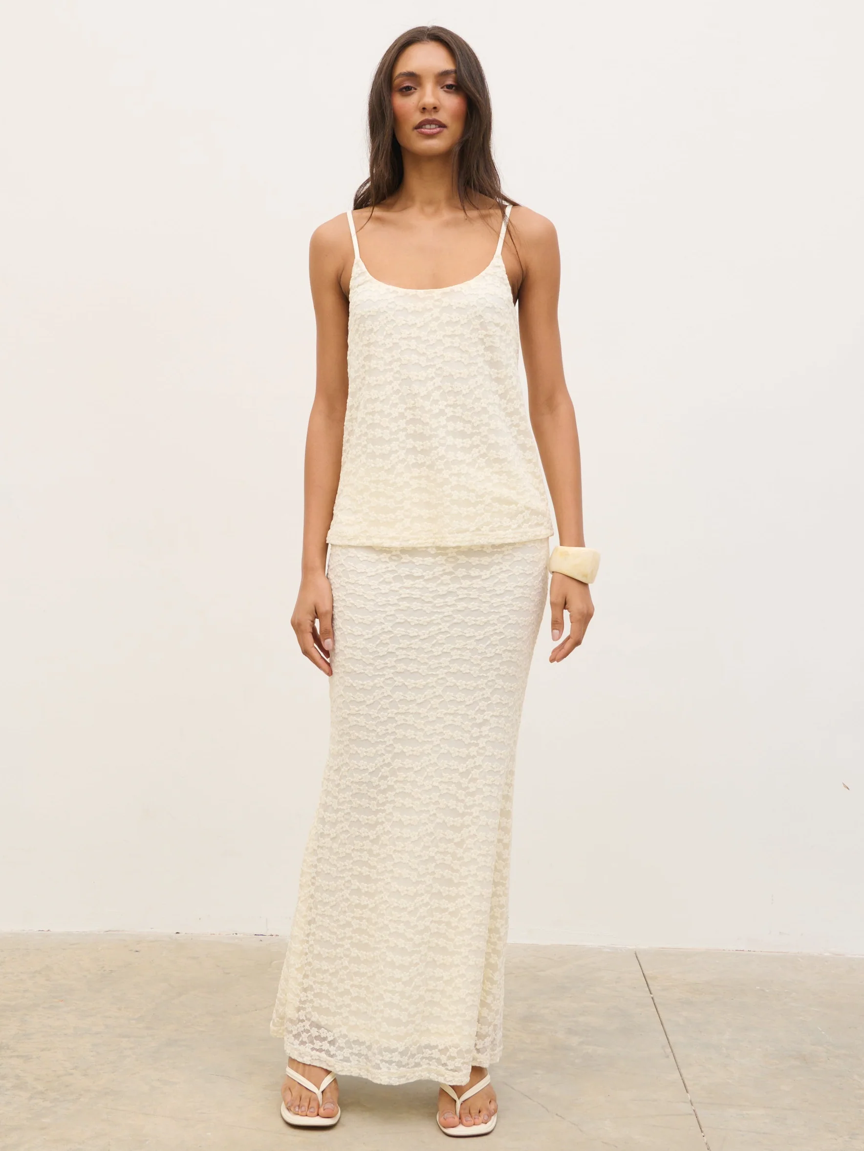 Talia Floral Maxi Skirt - Cream - Image 6