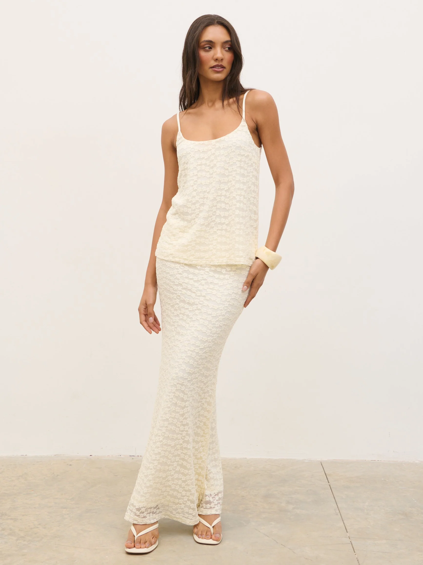 Talia Floral Strappy Top - Cream - Image 3