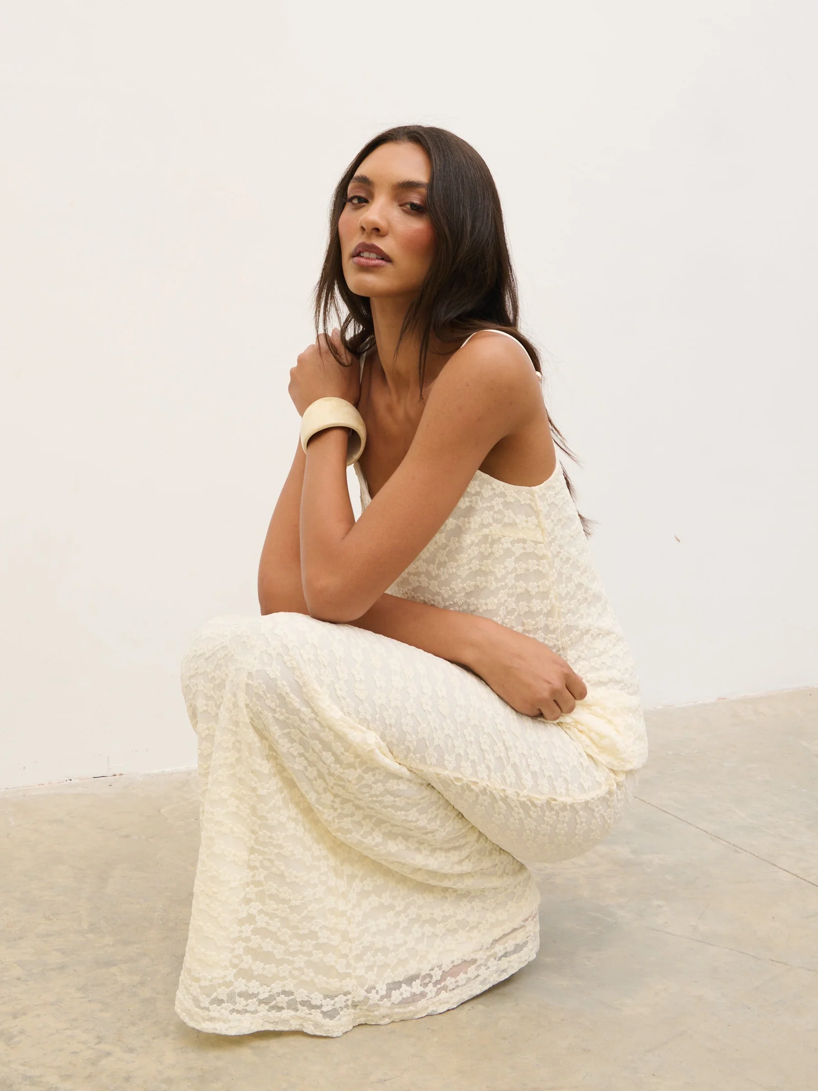 Talia Floral Strappy Top - Cream - Image 8