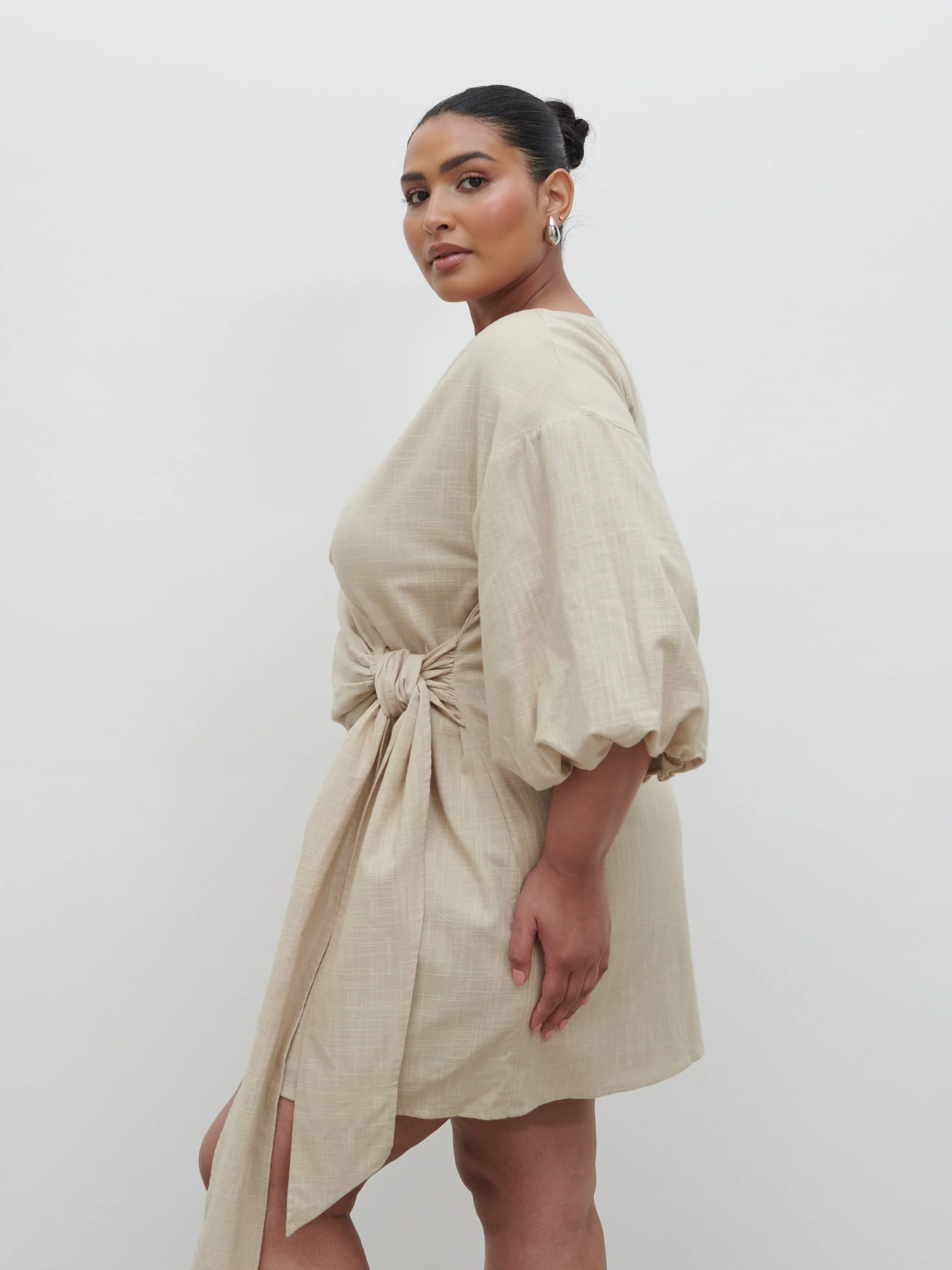 Tamara Wrap Mini Dress Curve - Natural - Image 2