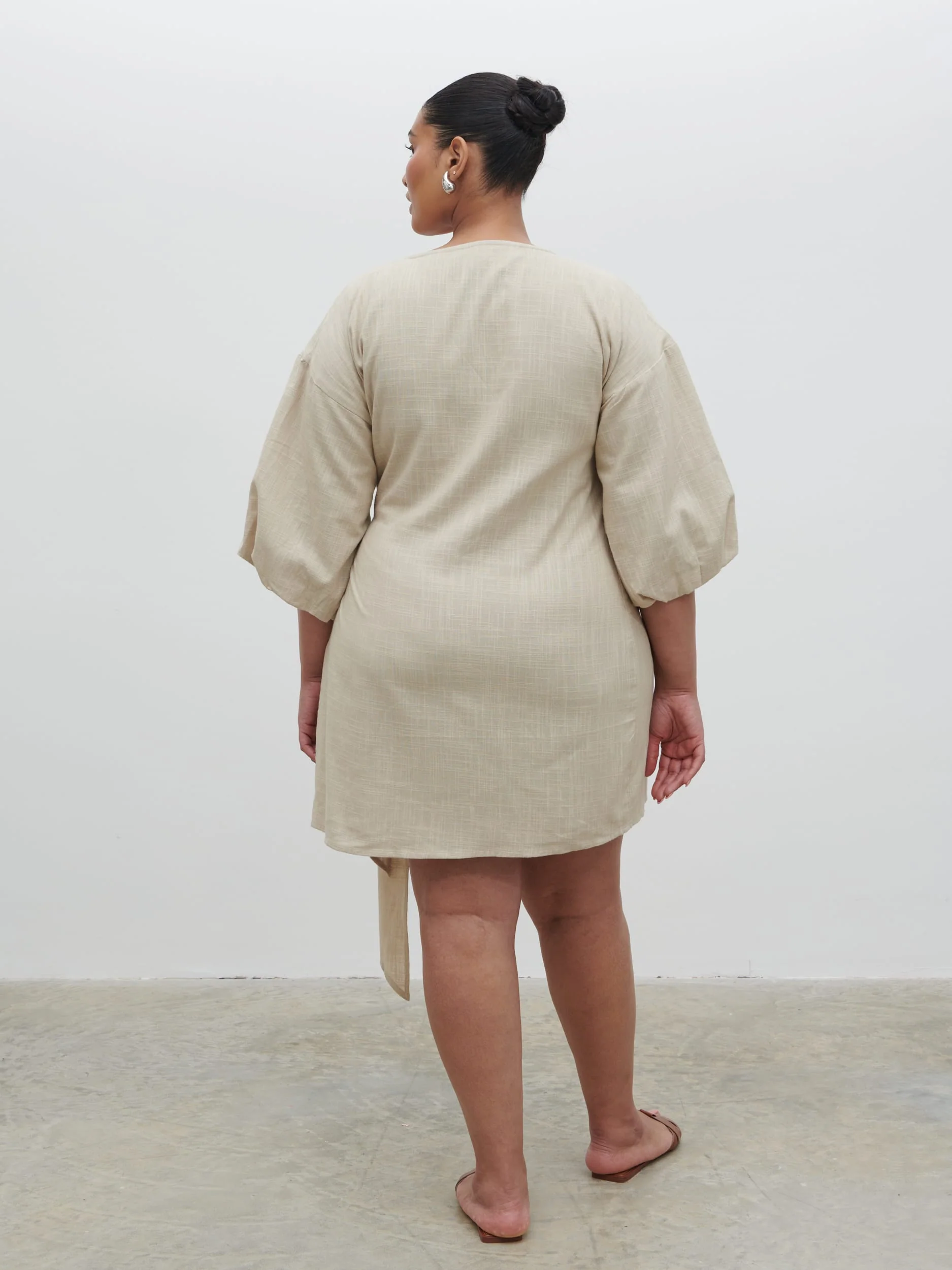 Tamara Wrap Mini Dress Curve - Natural - Image 3