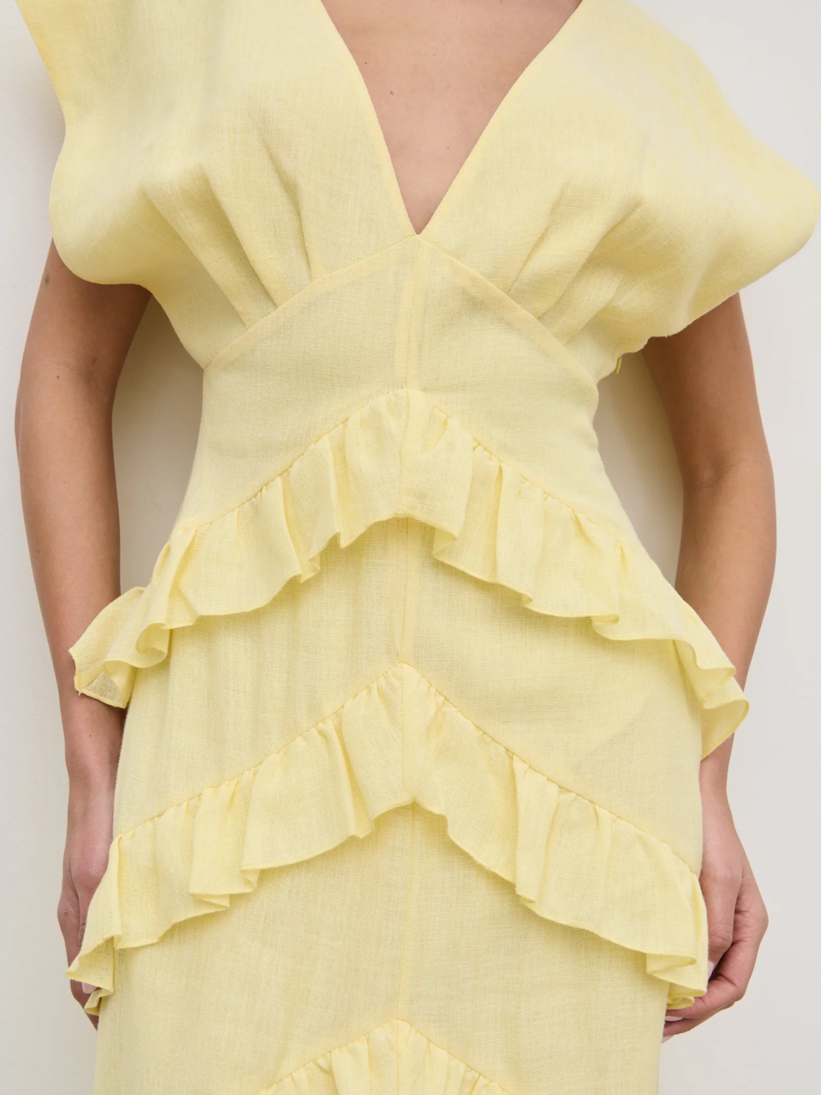 Tamsin Ruffle Dress - Lemon - Image 5