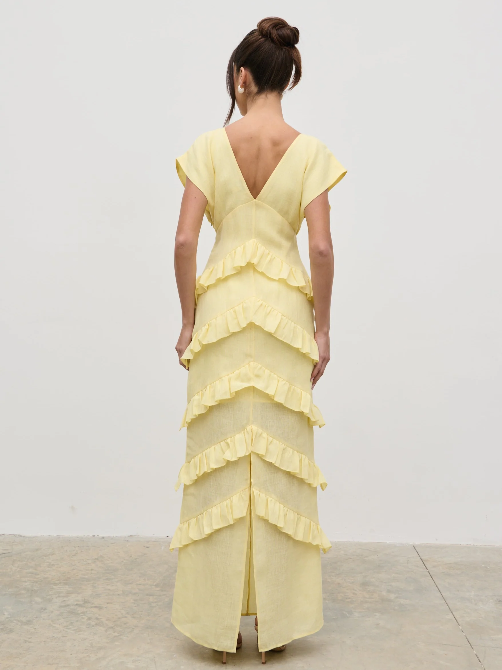 Tamsin Ruffle Dress - Lemon - Image 6