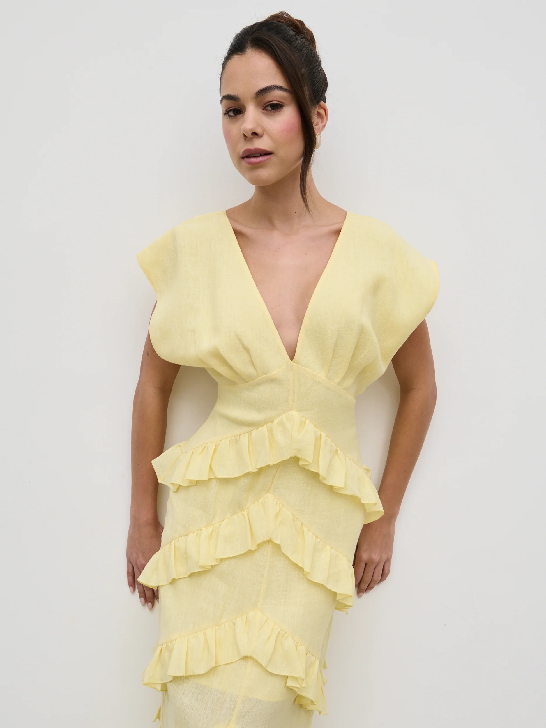 Tamsin Ruffle Dress - Lemon - Image 7