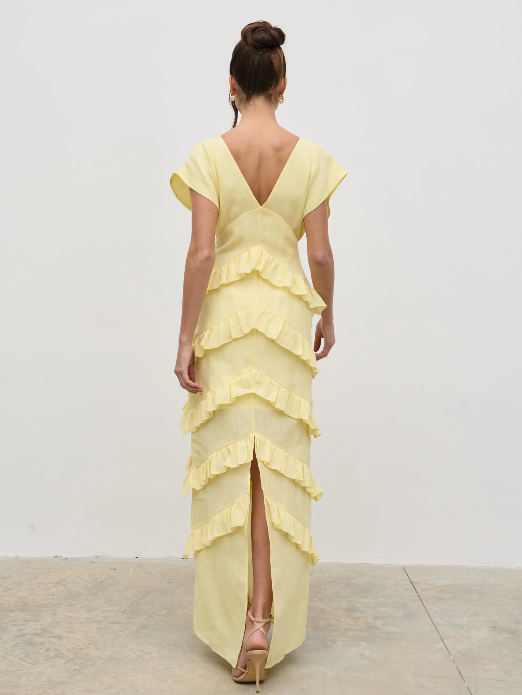 Tamsin Ruffle Dress - Lemon - Image 8