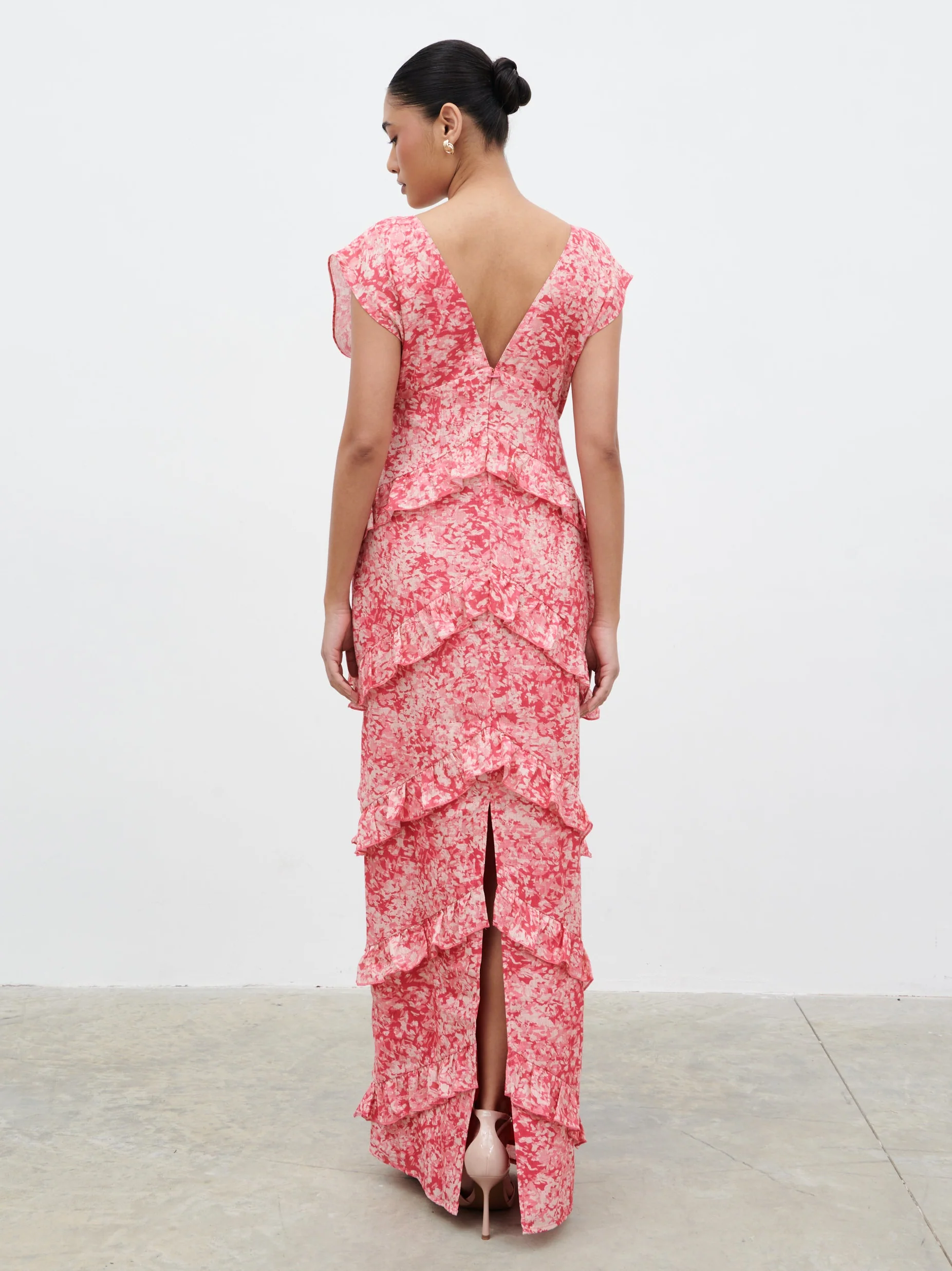Tamsin Ruffle Maxi Dress - Pink Multi Abstract Print - Image 5