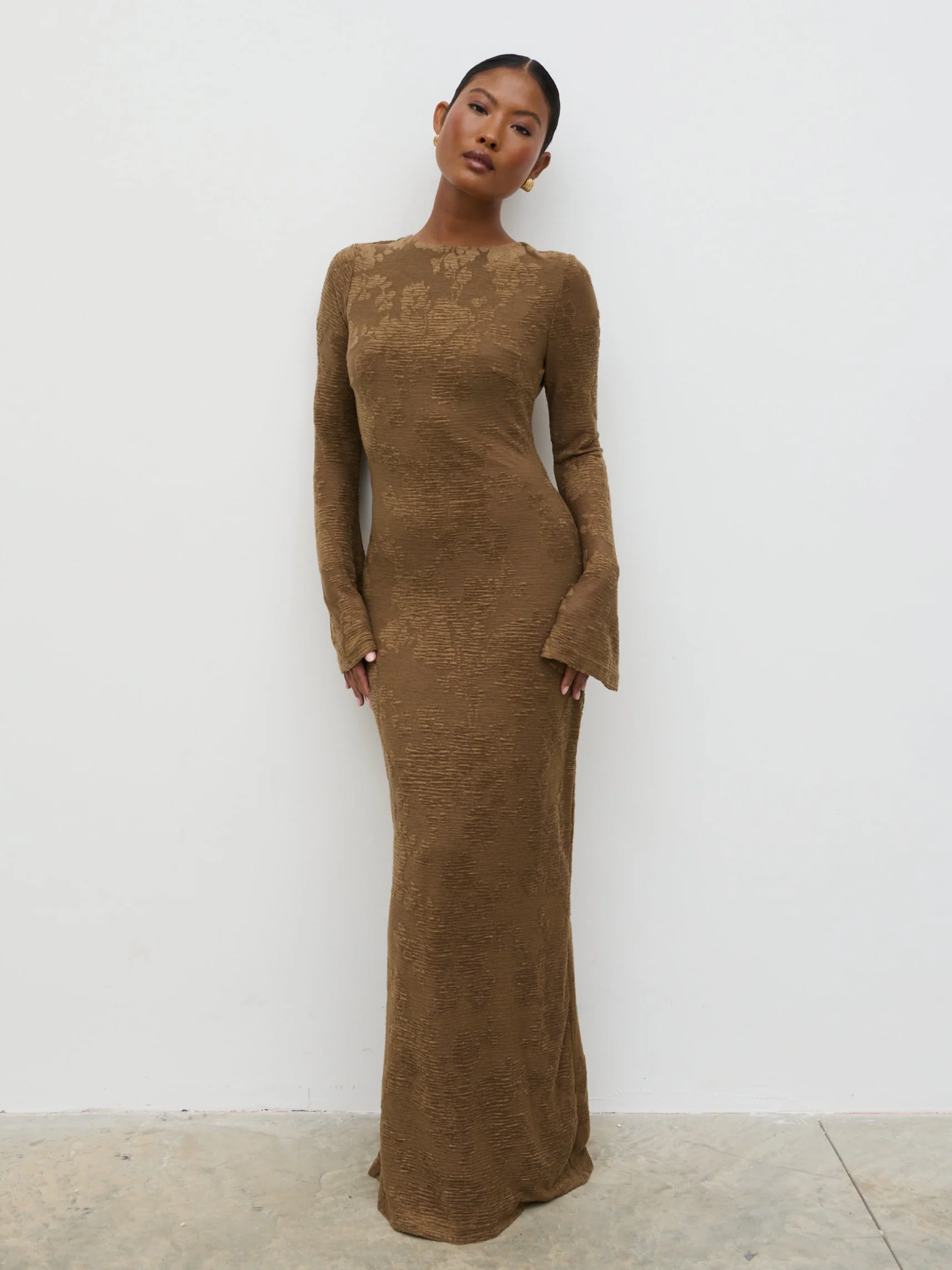 Tanaia Long Sleeve Jersey Maxi Dress - Chocolate Floral - Image 3