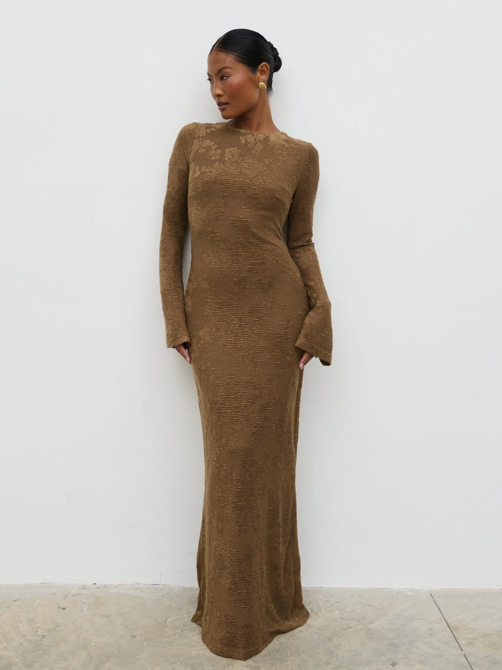 Tanaia Long Sleeve Jersey Maxi Dress - Chocolate Floral - Image 5