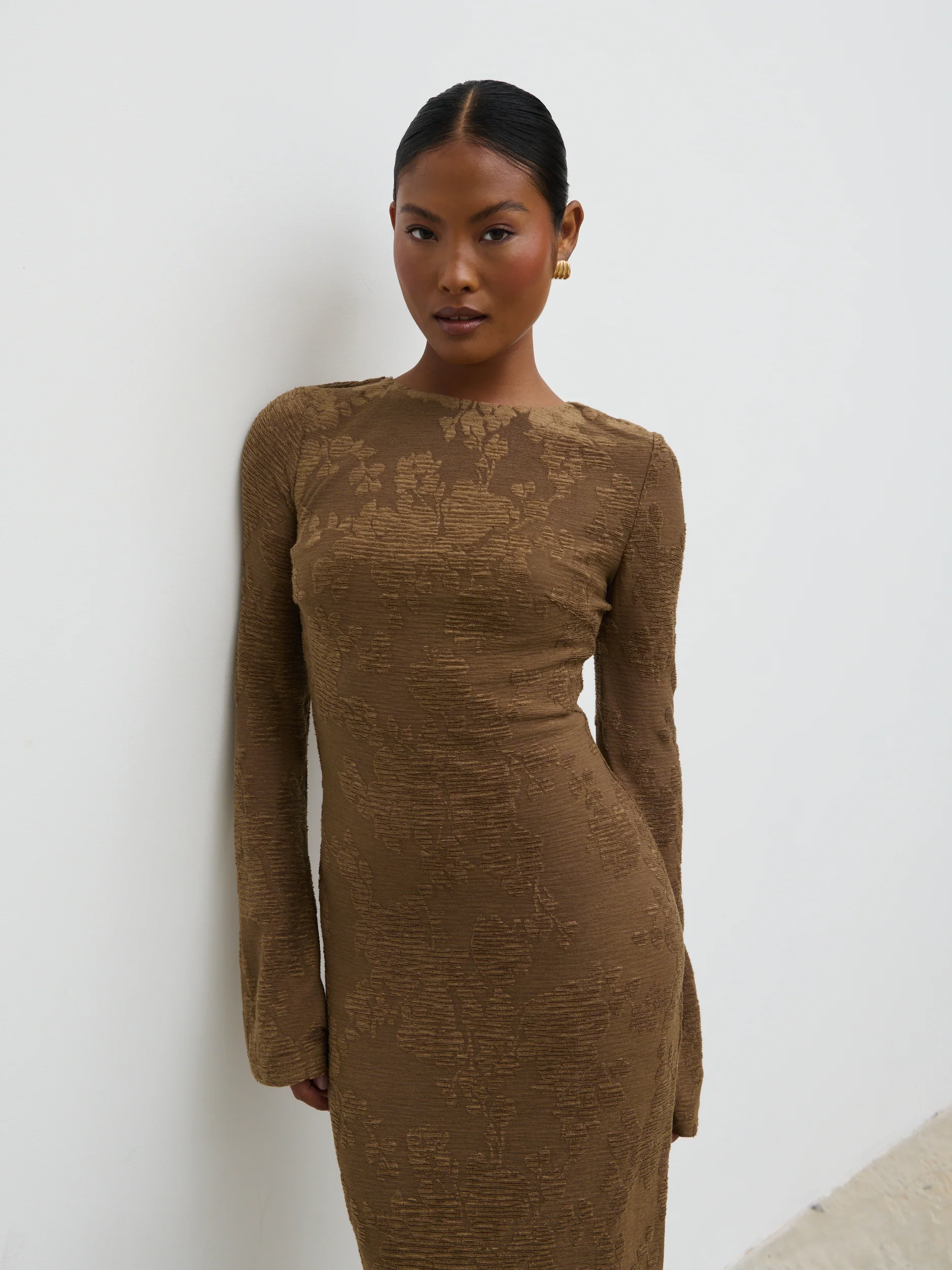 Tanaia Long Sleeve Jersey Maxi Dress - Chocolate Floral - Image 6