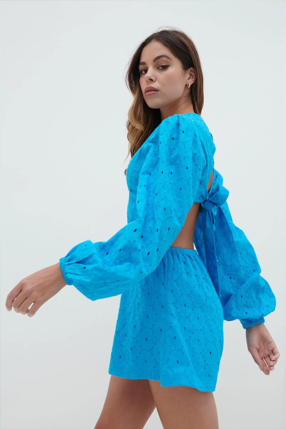 Tara Broderie Playsuit - Santorini Blue - Image 3
