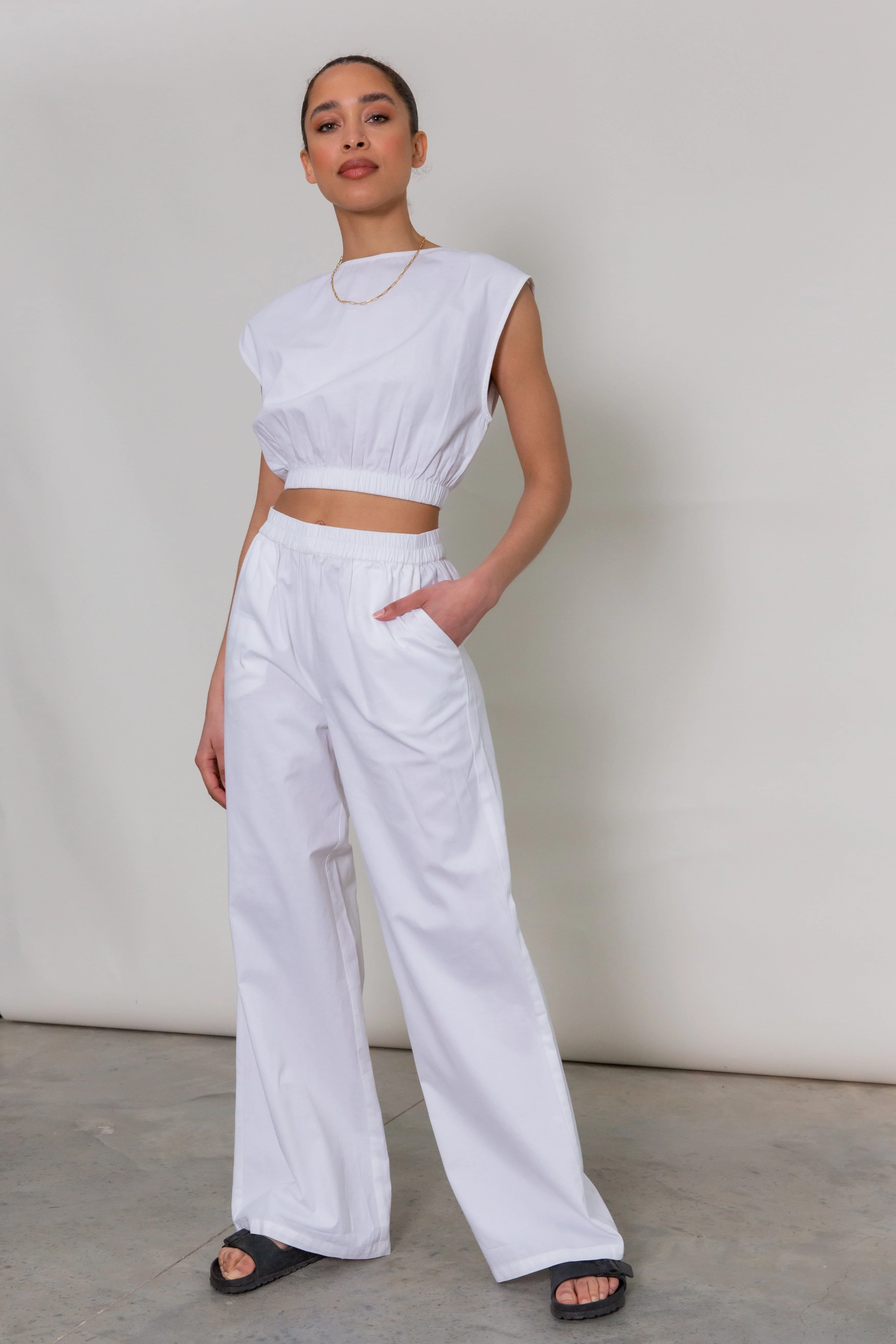 Tatum Wide Crop Top - White - Image 2